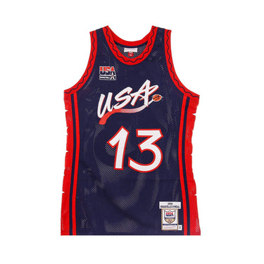 Mitchell & Ness, Canotta Basket Uomo Nba Authentic Jersey Hardwood Classics No.13 Shaquille O'neal 1996 Team Usa, Original Team Colors