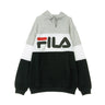Fila, Felpa Cappuccio Uomo Night Blocked Hoodie, Light Grey Melange/black/bright White