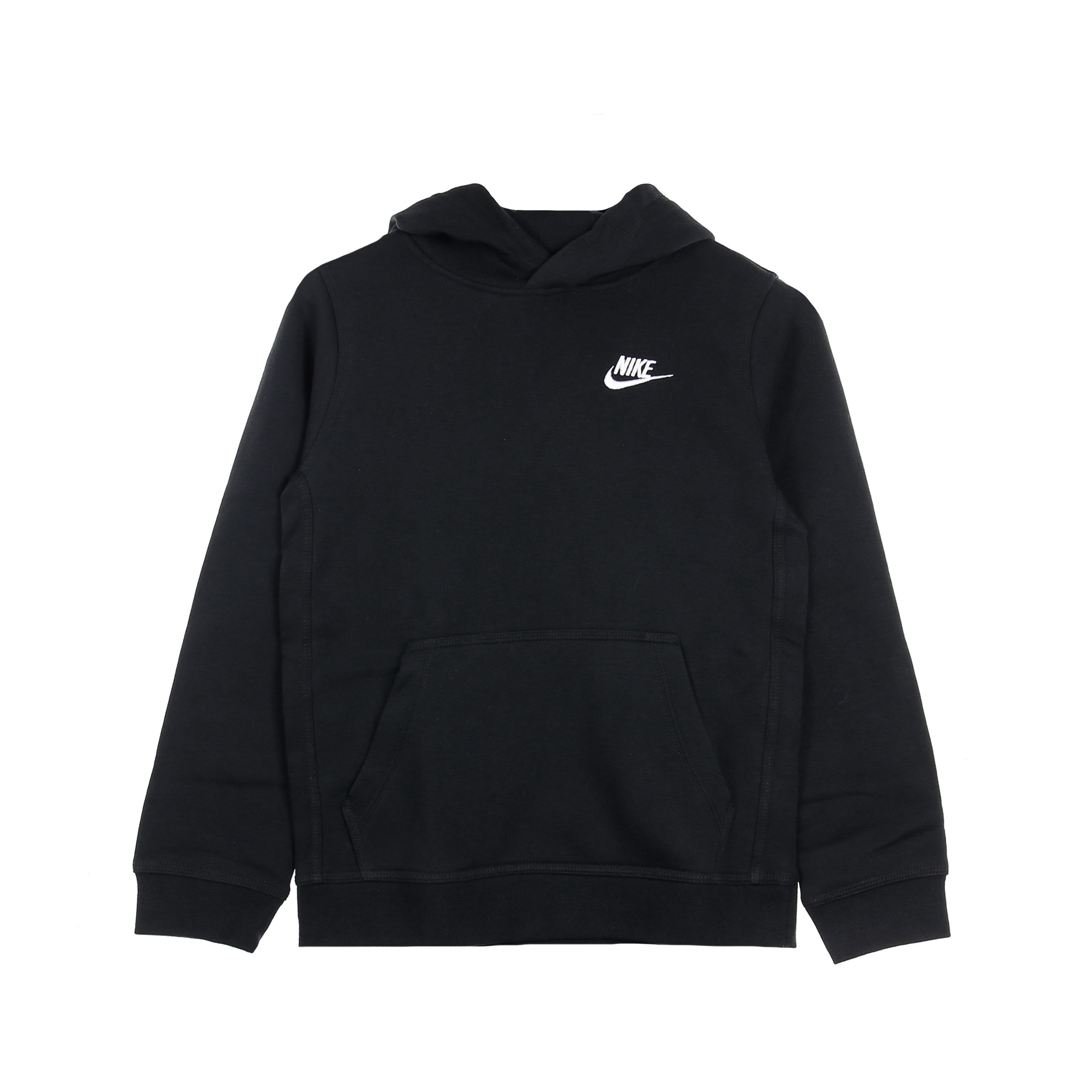 Nike, Felpa Cappuccio Bambino B Sportswear Club Pullover Hoodie, Black/white