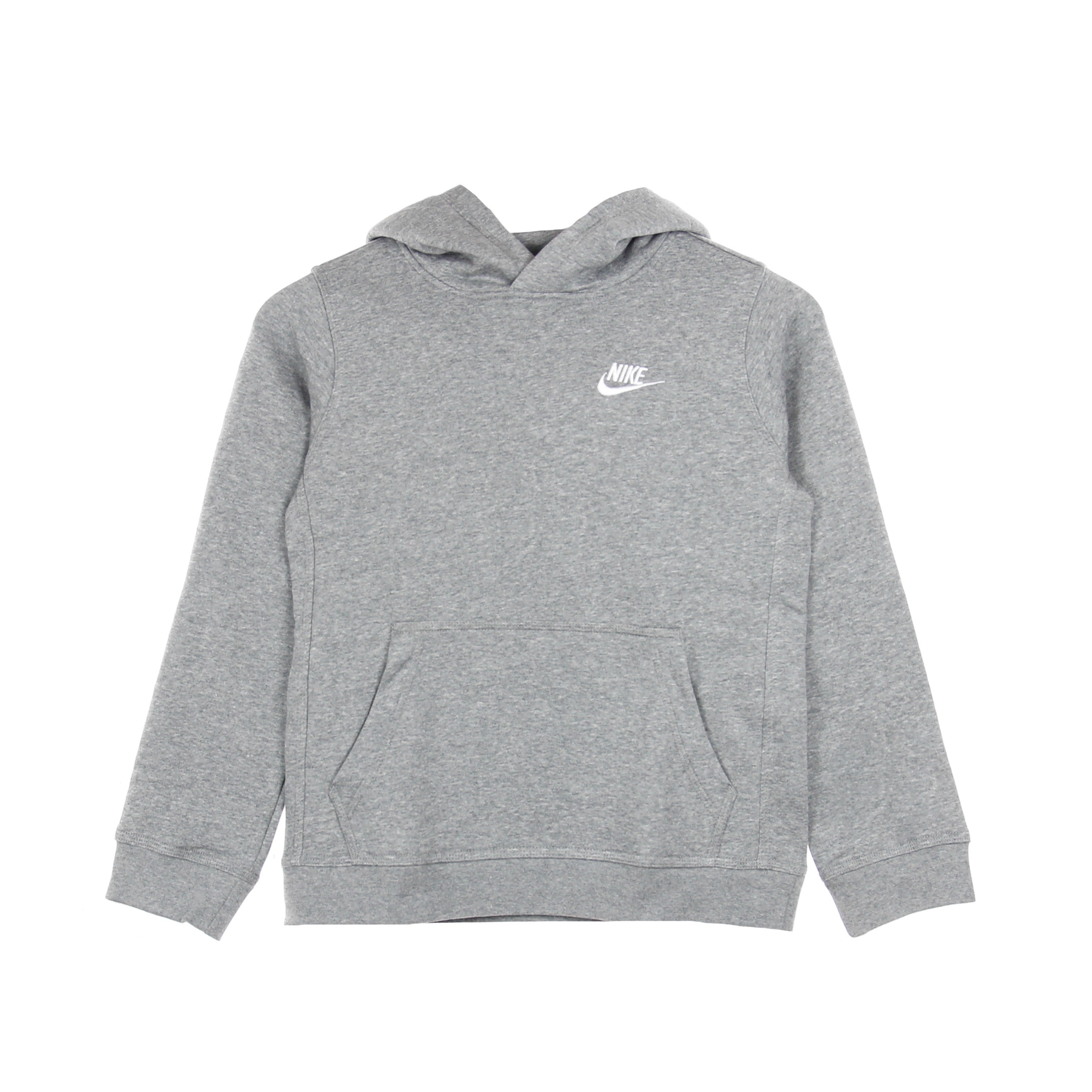 Nike, Felpa Cappuccio Bambino B Sportswear Club Pullover Hoodie, Carbon Heather/white