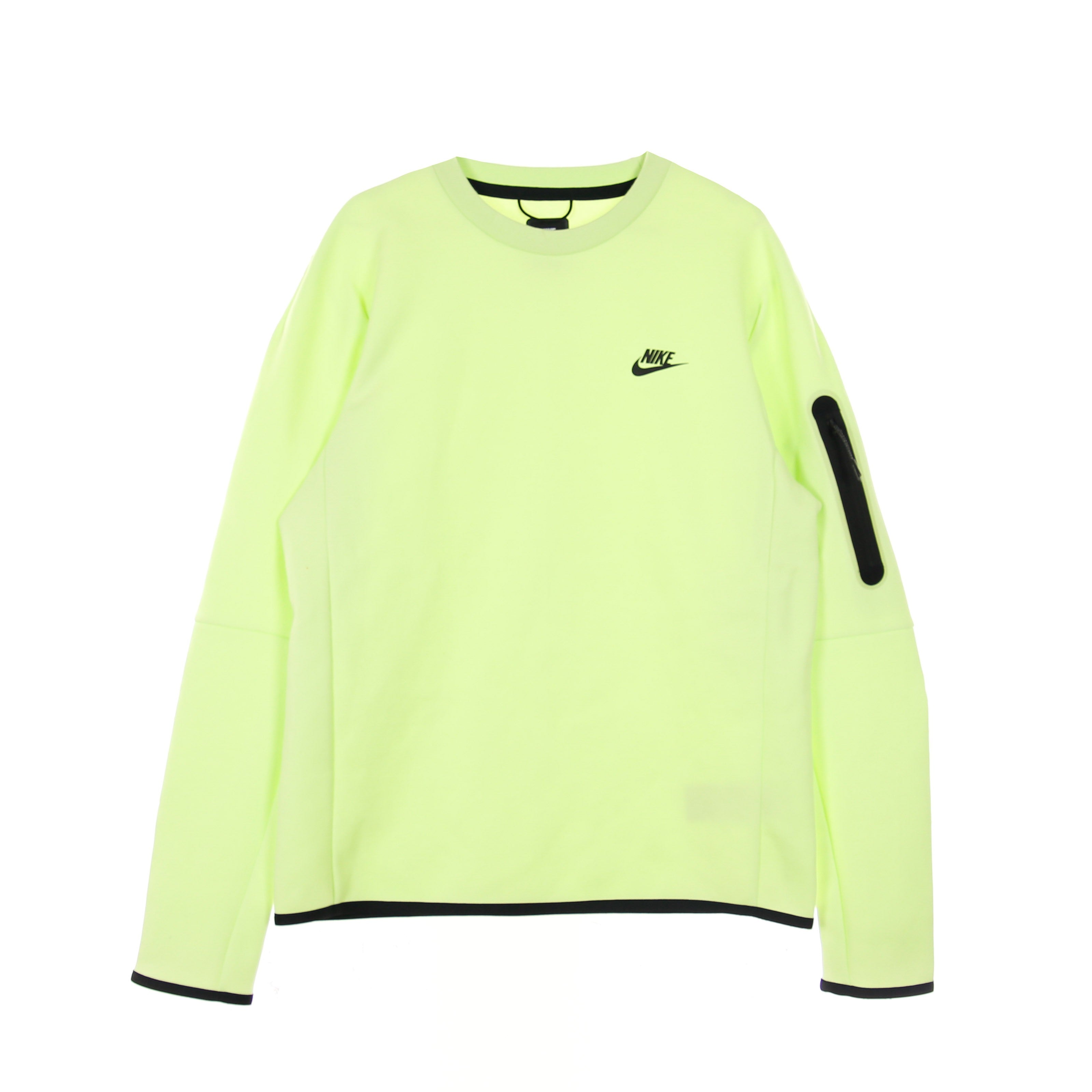 Nike, Felpa Leggera Girocollo Uomo Sportswear Tech Fleece, Lt Liquid Lime/black