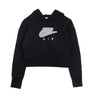Nike, Felpa Leggera Cappuccio Corta Ragazza Air Hoodie Crop, Black/white/white
