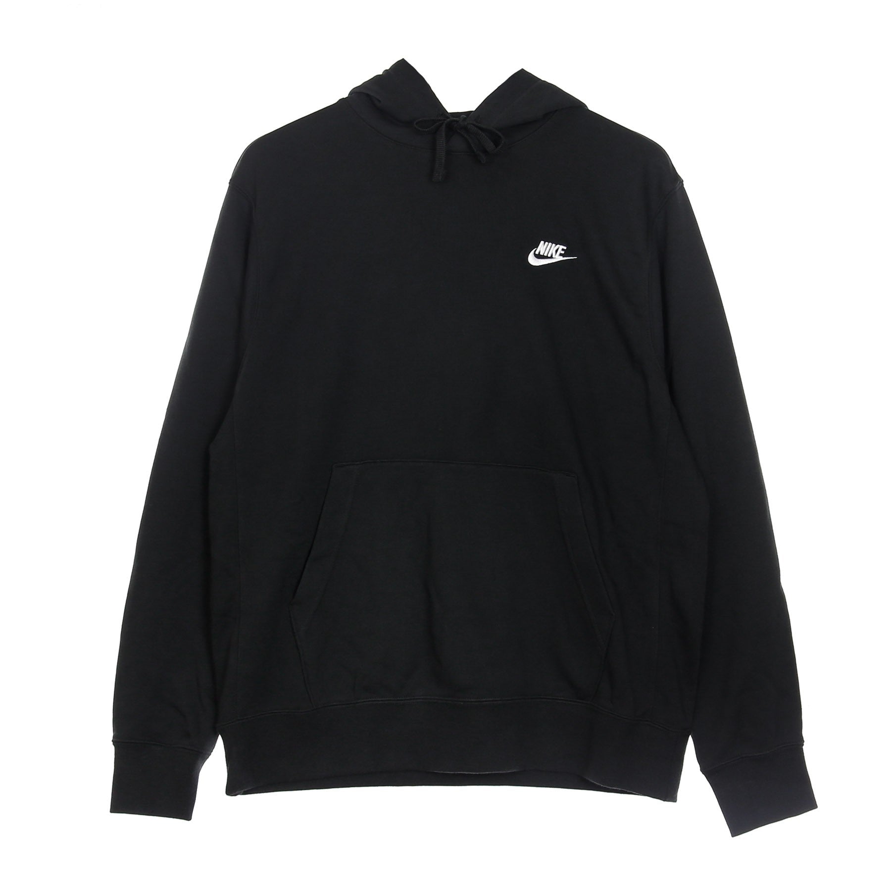 Nike, Felpa Leggera Cappuccio Uomo Sportswear Club Hoodie, Black/black/white