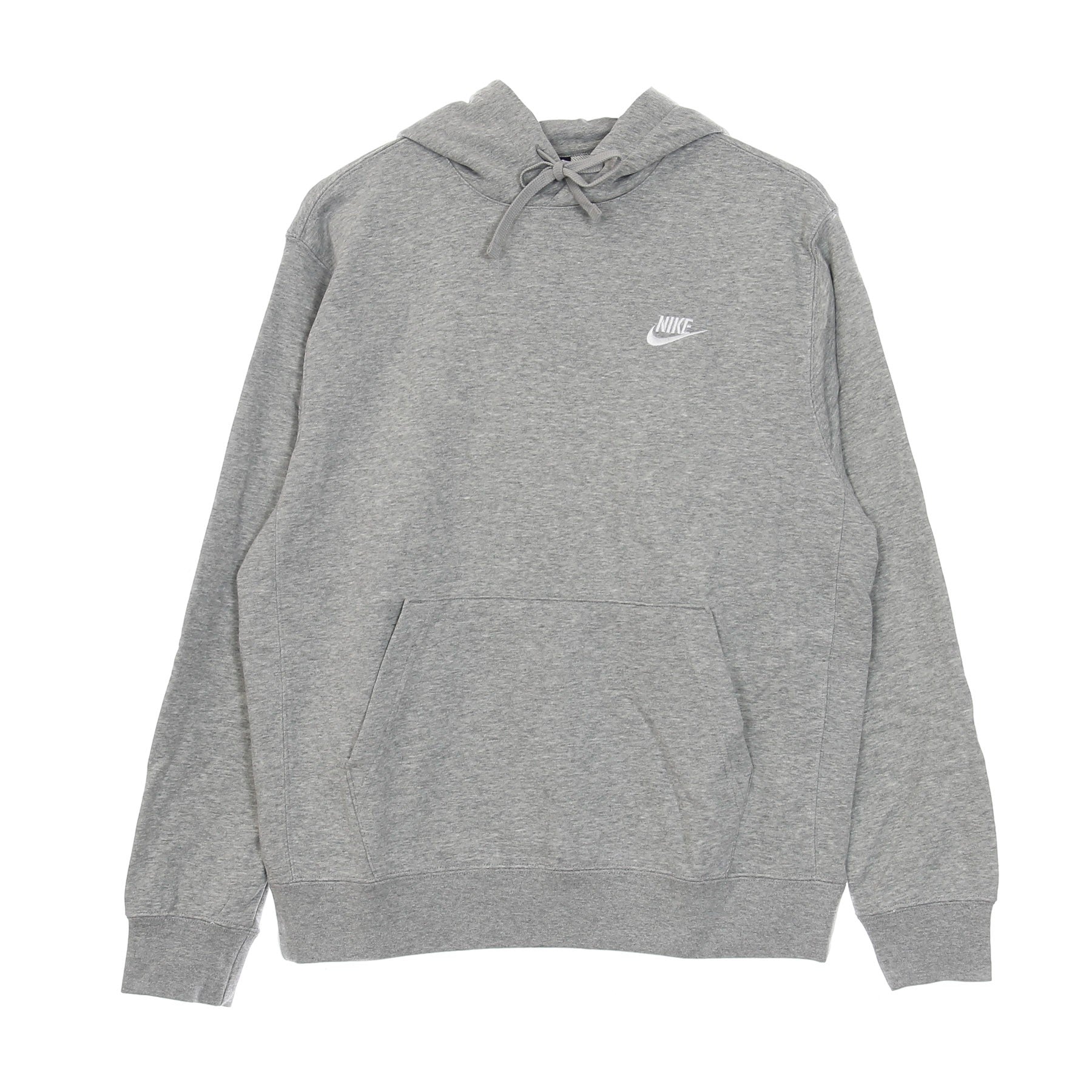 Nike, Felpa Leggera Cappuccio Uomo Sportswear Club Hoodie, Dk Grey Heather/matte Silver/white