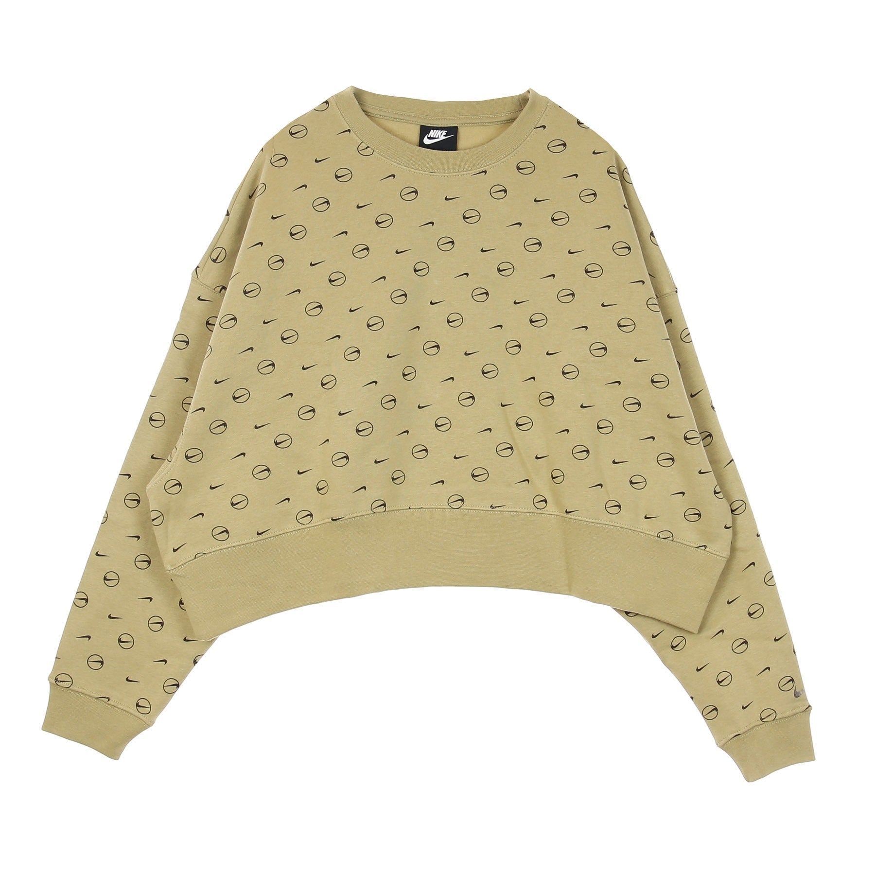 Nike, Felpa Girocollo Donna W Sportswear Crew Allover Print Pack, Parachute Beige