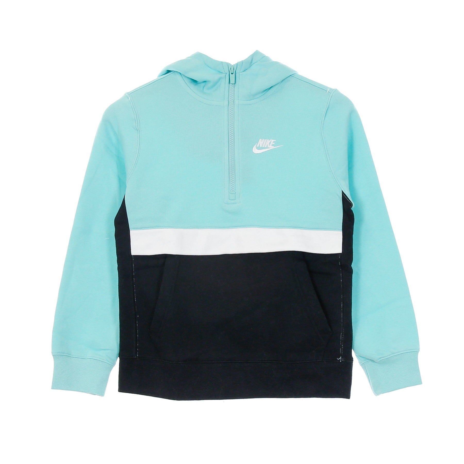Nike, Felpa Cappuccio Zip Ragazzo Sportswear Club Hoodie, Tropical Twist/black/white/white