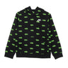Nike, Felpa Leggera Cappuccio Ragazzo B Sportswear Script All Over Print Pullover, Black/black/mean Green/white