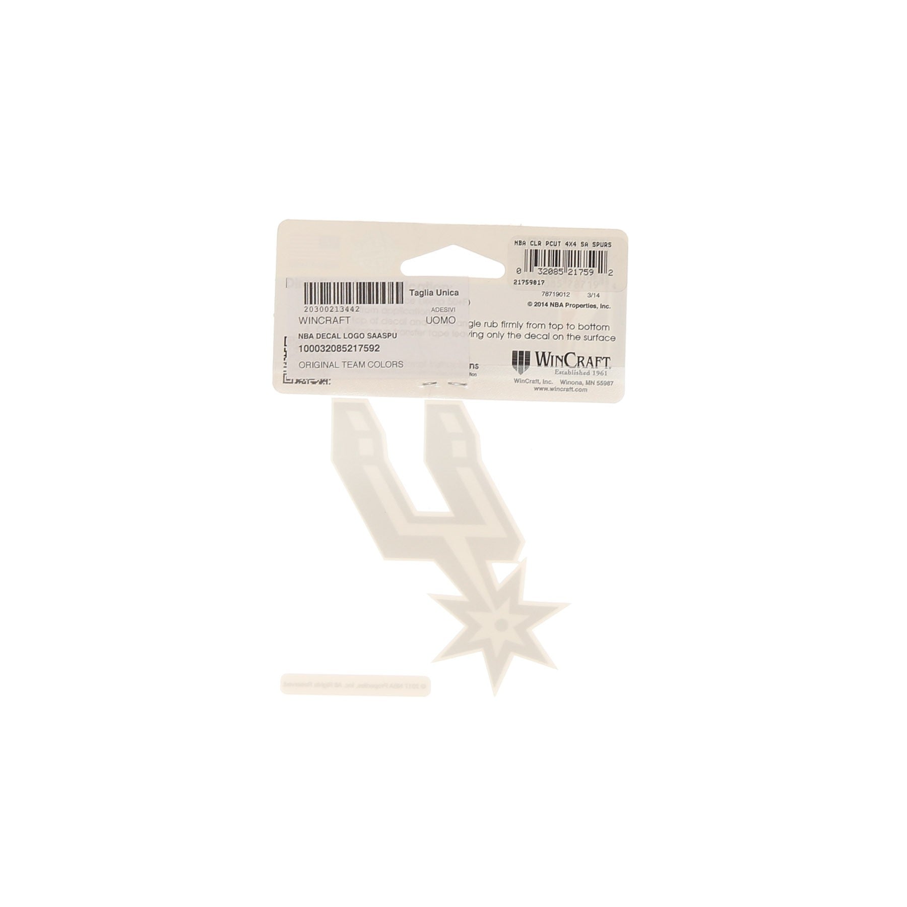 Wincraft, Decalcomania Uomo Nba Decal Logo Saaspu, 