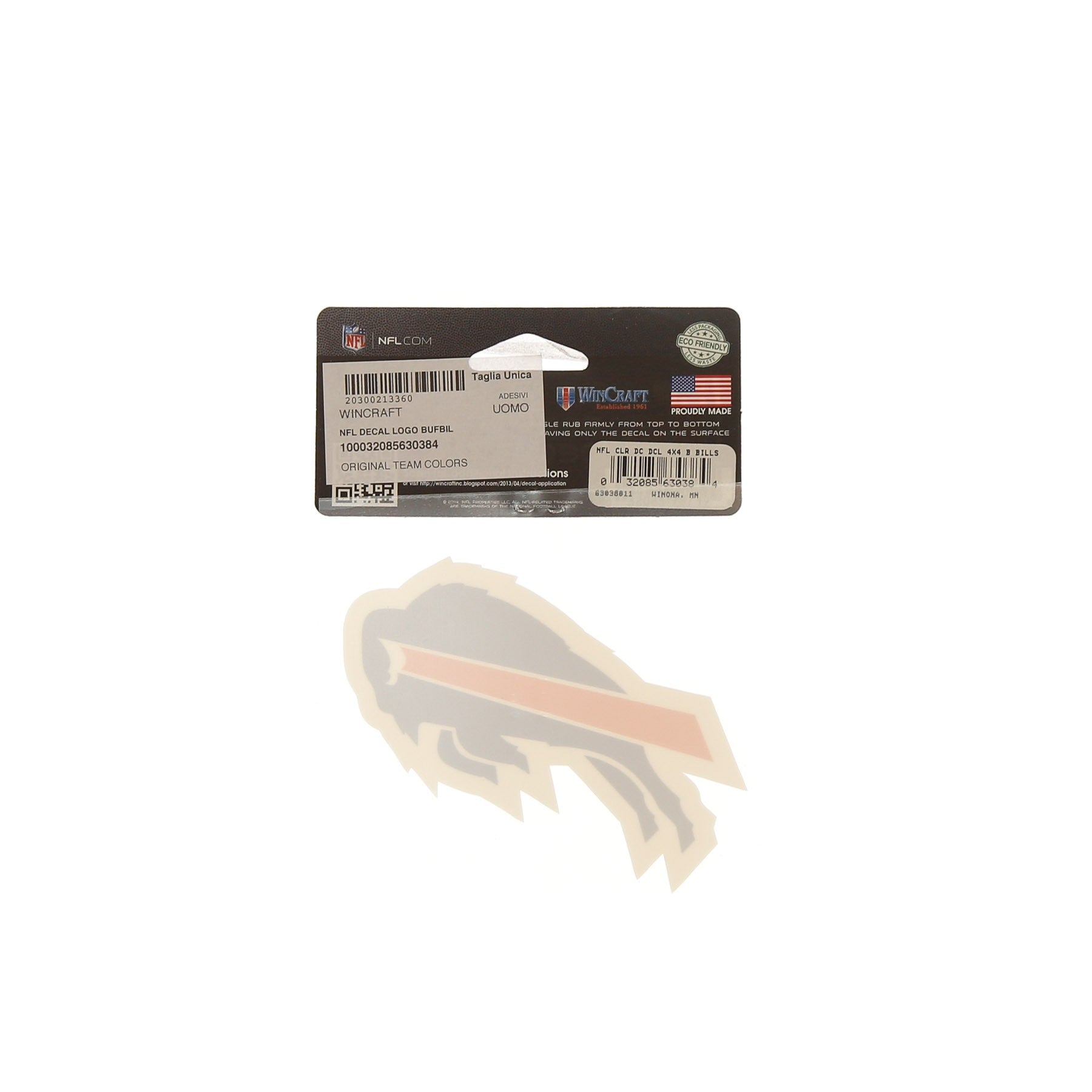 Wincraft, Decalcomania Uomo Nfl Decal Logo Bufbil, 