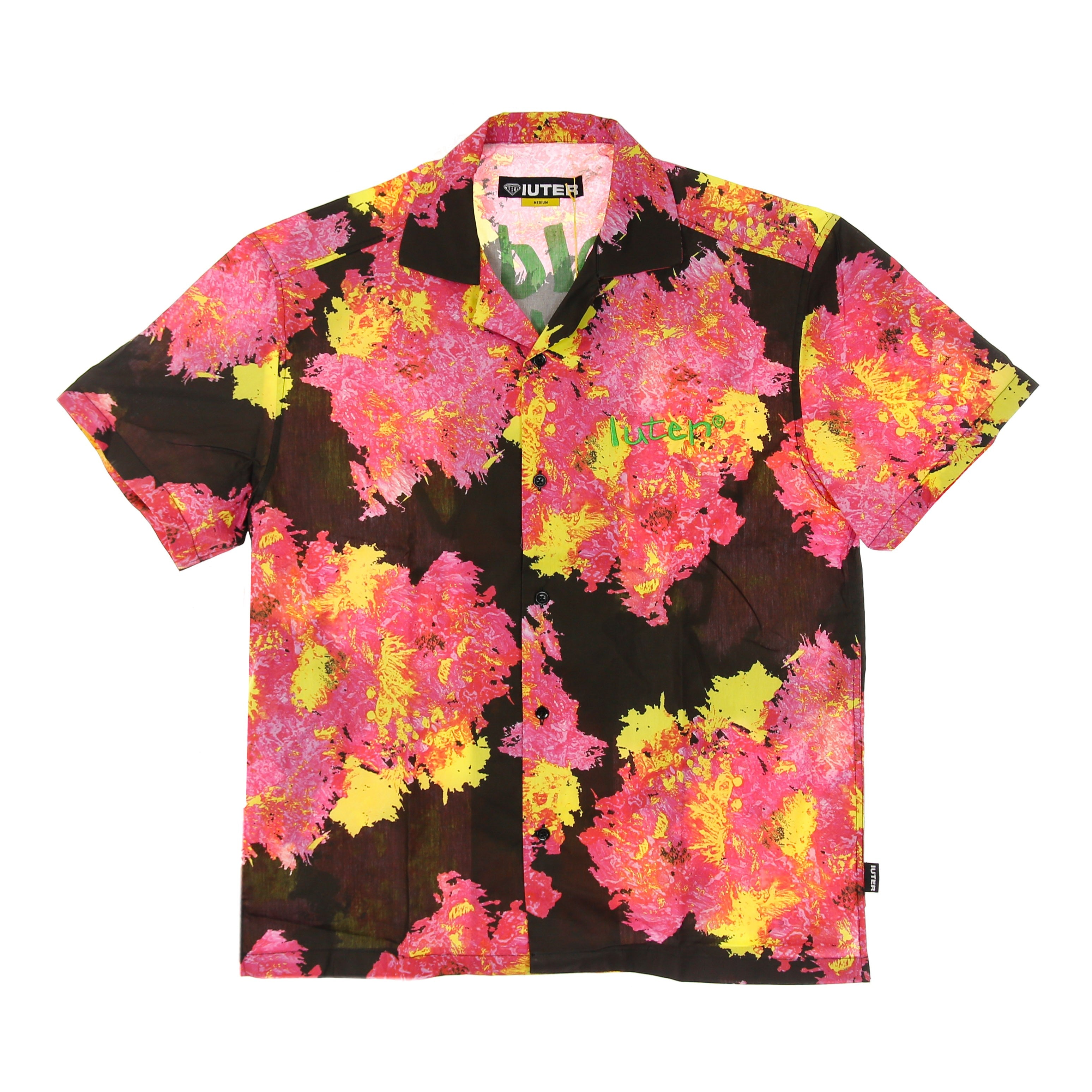 Iuter, Camicia Manica Corta Uomo Brush Know Better Cuban Shirt, Black