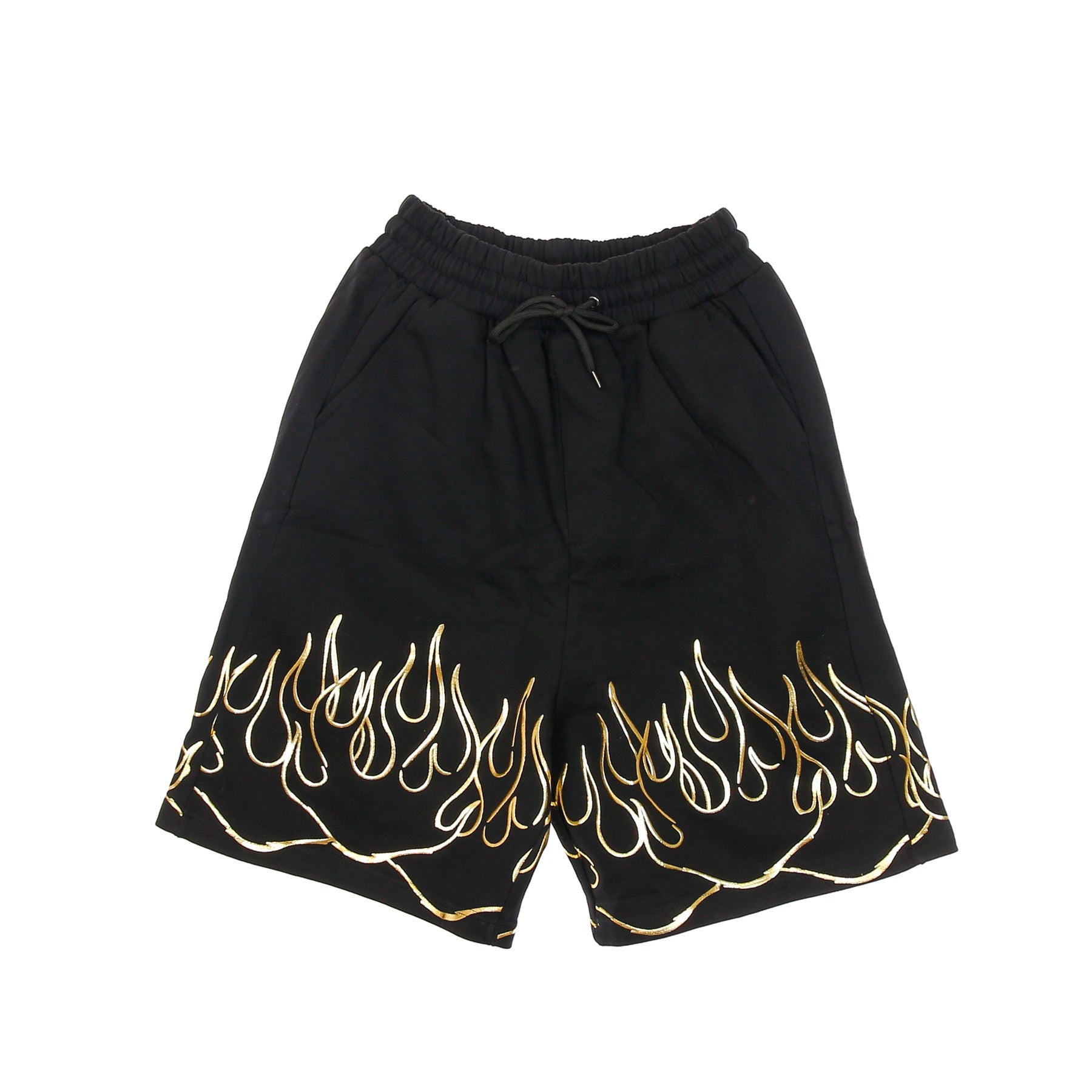 Ihs, Pantalone Corto Tuta Uomo 3d Print Flames Shorts, Black