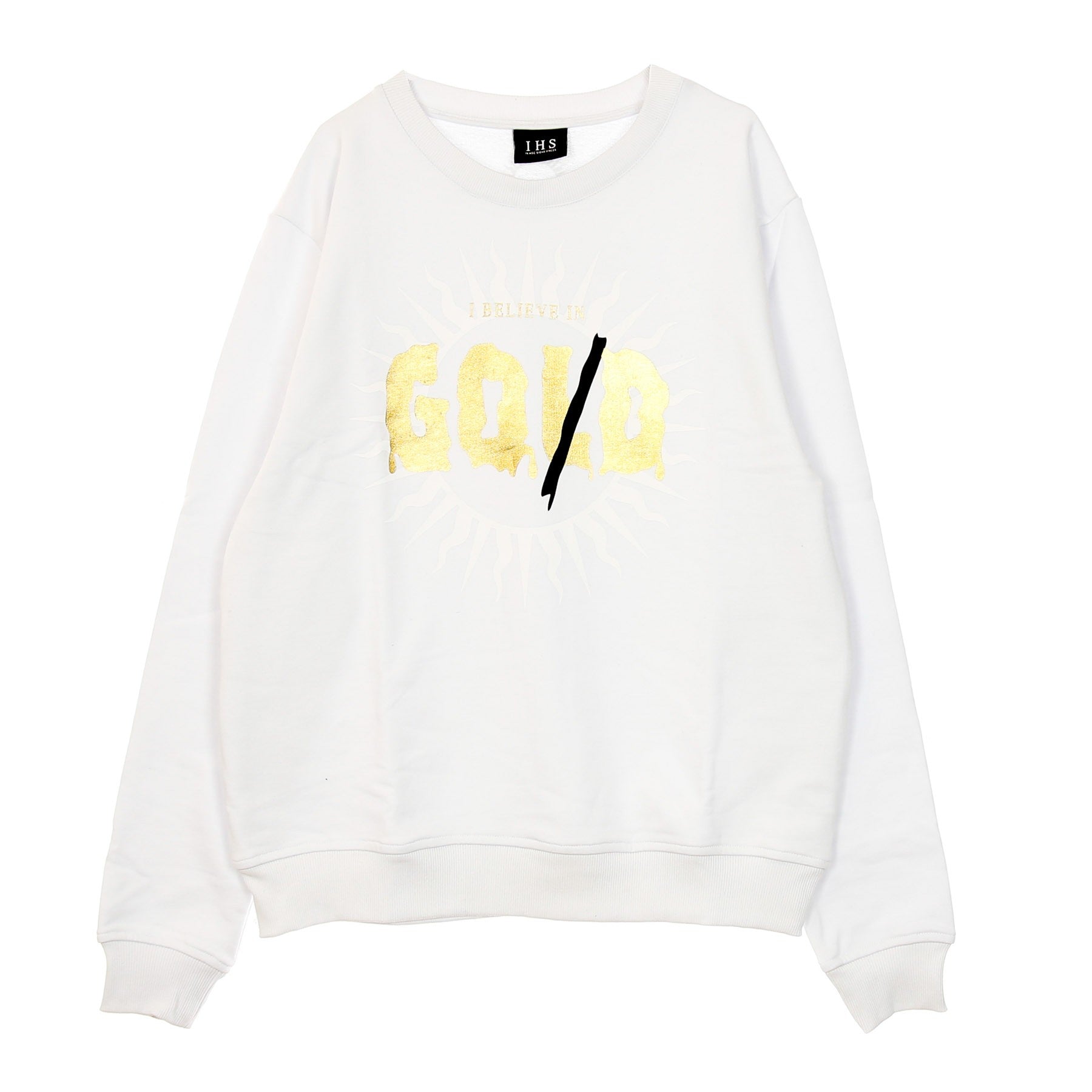 Ihs, Felpa Leggera Girocollo Uomo God Gold Sweatshirt, White