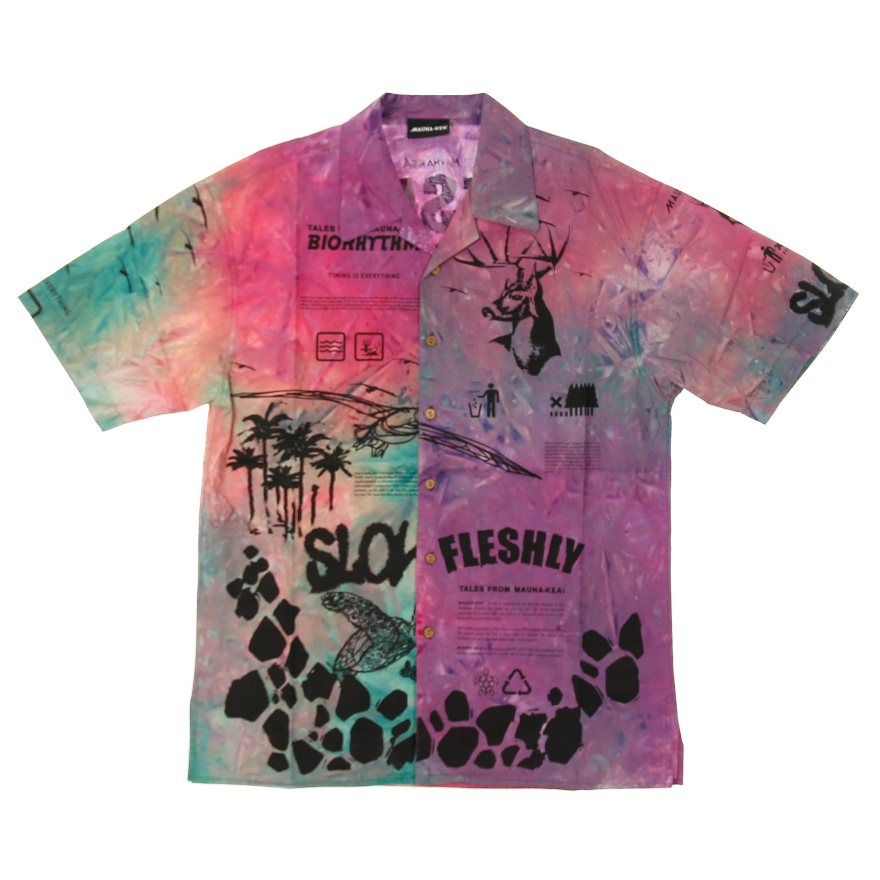 Mauna-kea, Camicia Manica Corta Uomo Multicolor Manifesto Shirt, Multicolor