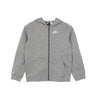 Nike, Felpa Cappuccio Zip Ragazzo Hoodie Club, Carbon Heather/smoke Grey/white