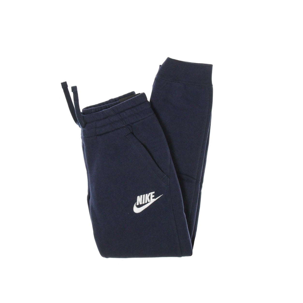 Nike, Pantalone Tuta Felpato Ragazzo Club Jogger Pant, Midnight Navy/midnight Navy/white