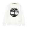 Timberland, Felpa Girocollo Uomo Core Logo Crewneck Brushback, White/black