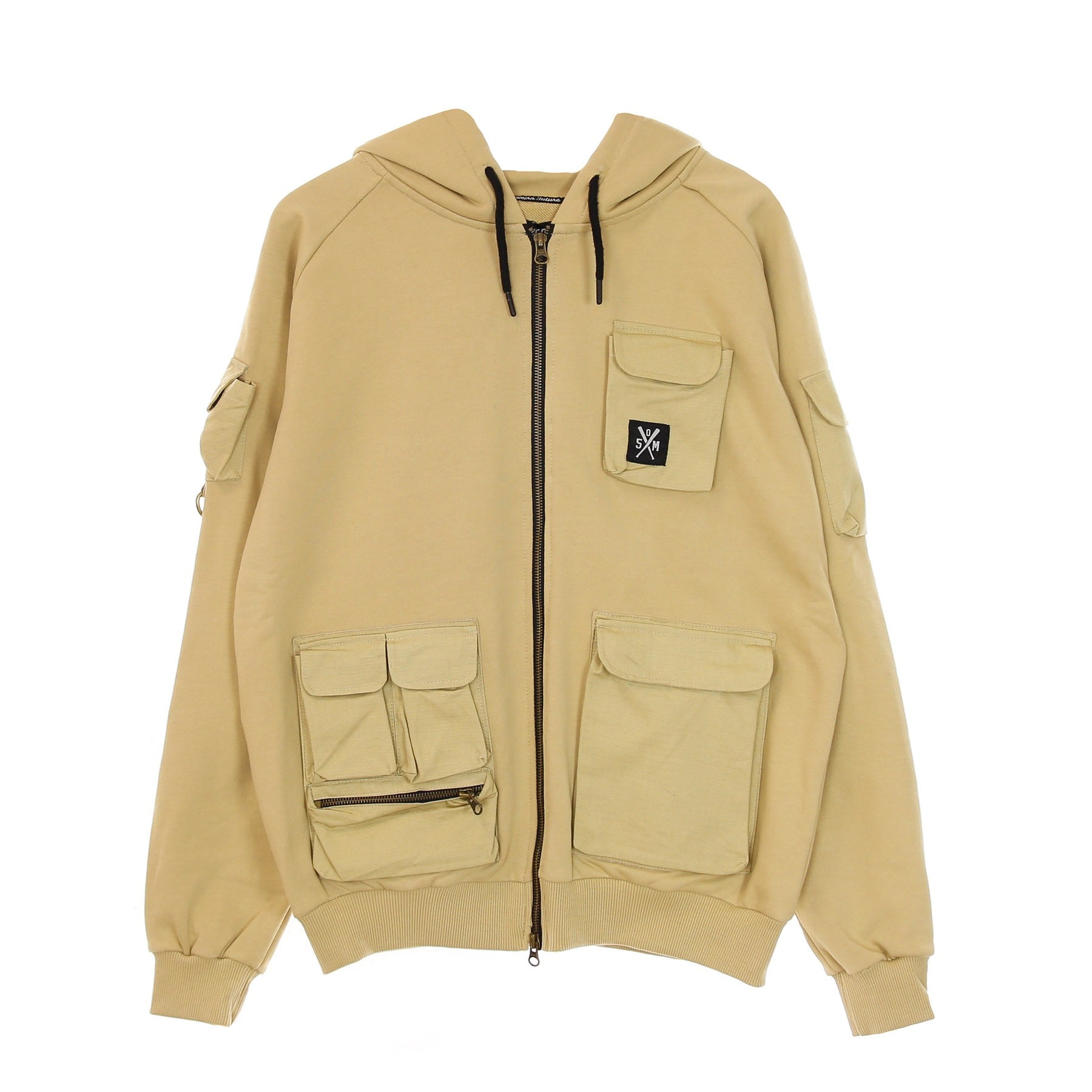5tate Of Mind, Felpa Leggera Cappuccio Zip Uomo Retrofuture Cargo Zip Hoodie, Beige