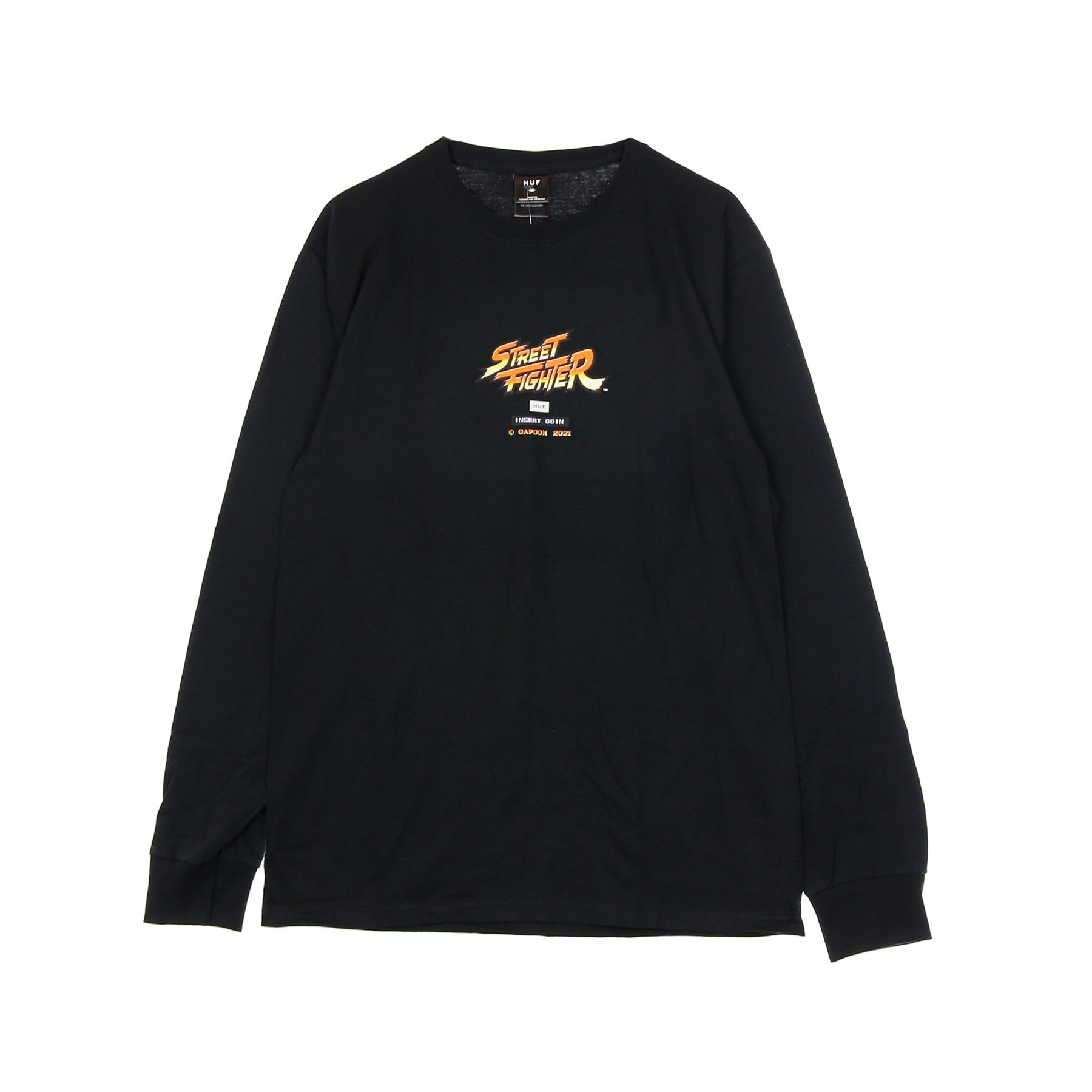 Huf, Maglietta Manica Lunga Uomo Ending L/s Tee X Street Fighter Ii, Black
