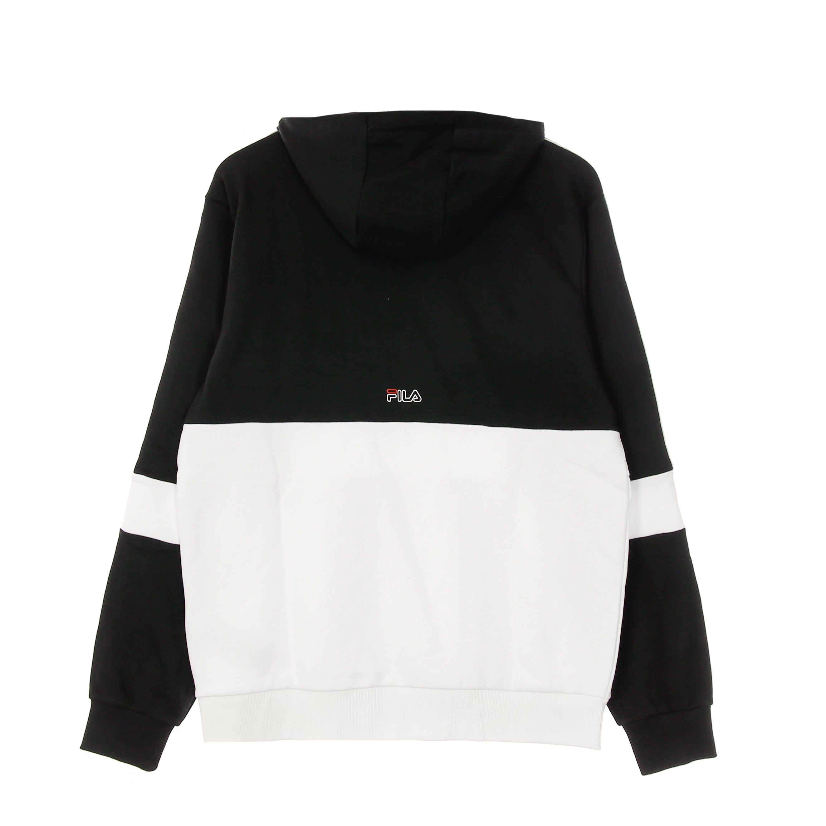 Fila, Felpa Leggera Cappuccio Uomo Jadon Blocked Tape Hoody, Black/bright White