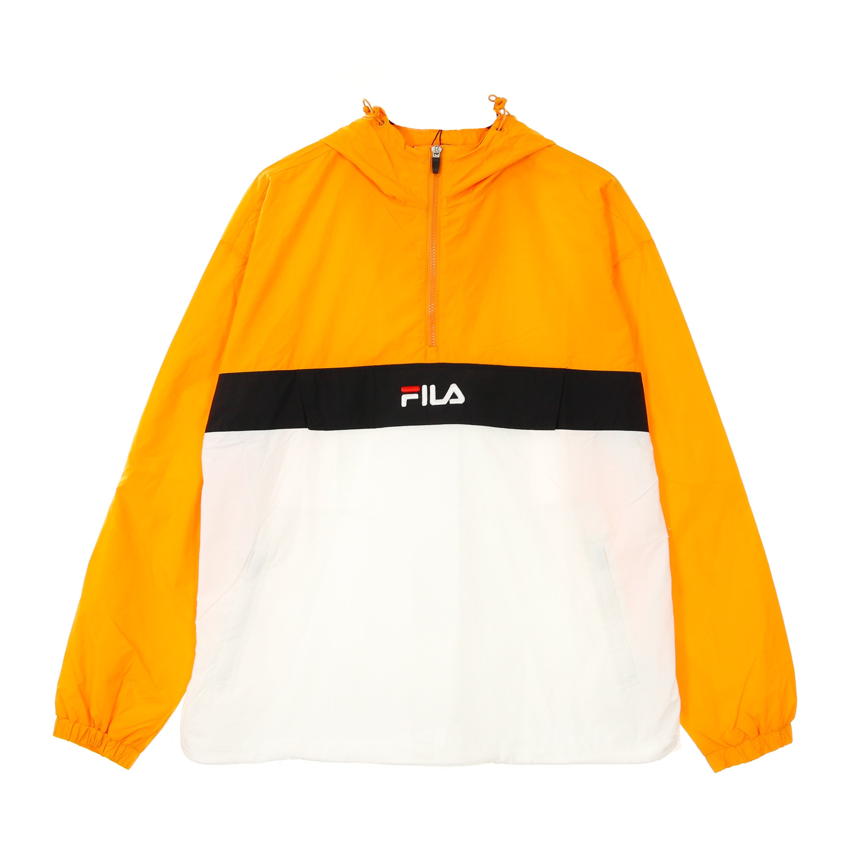 Fila, Giacca A Vento Infilabile Uomo Elmo Woven Anorak, Flame Orange/bright White/black