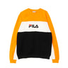 Fila, Felpa Leggera Girocollo Uomo Aqil Blocked Crew Sweat, Black/flame Orange/bright White
