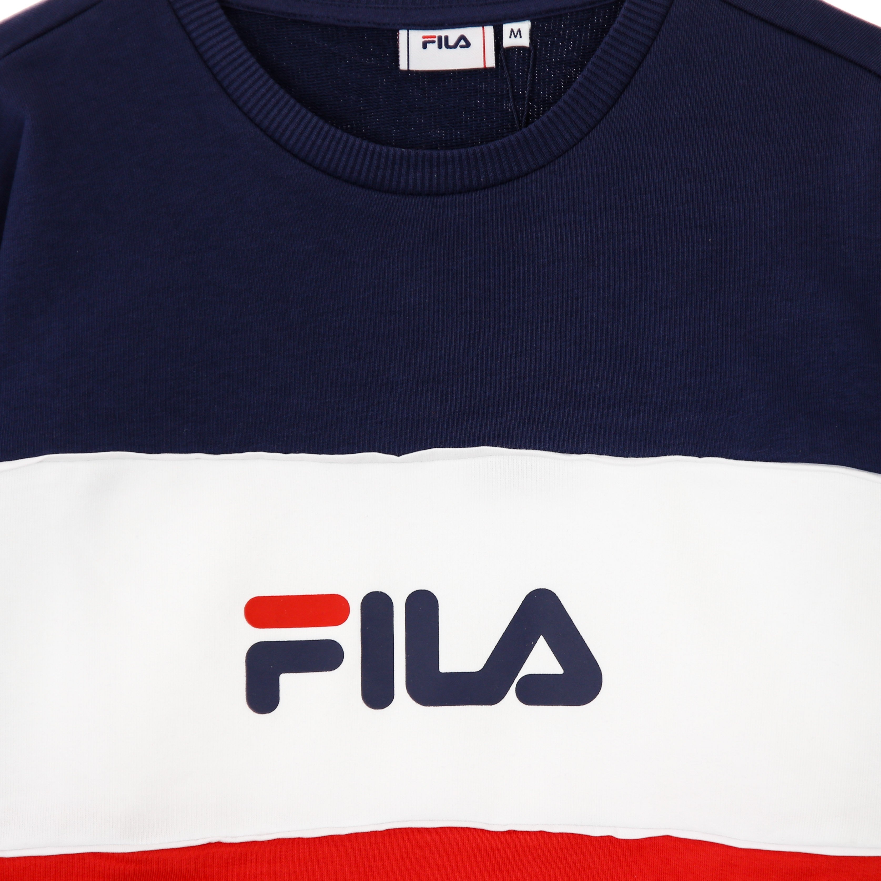 Aqil Herren-Sweatshirt mit Rundhalsausschnitt, Blocked Crew Sweat, True Red/Black Iris/Bright White