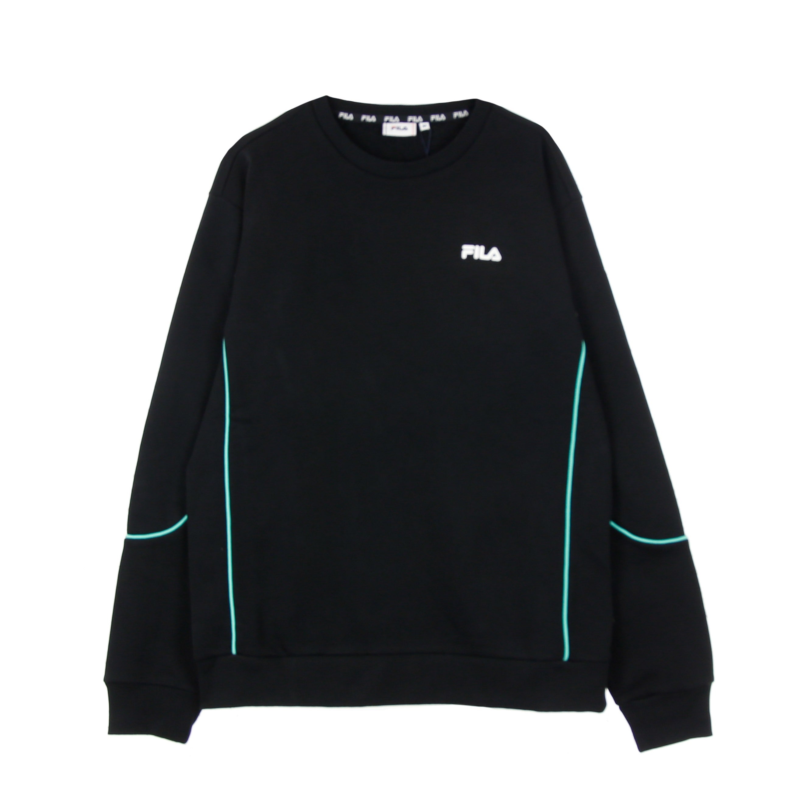 Fila, Felpa Leggera Girocollo Uomo Adil Crew Sweat, Black