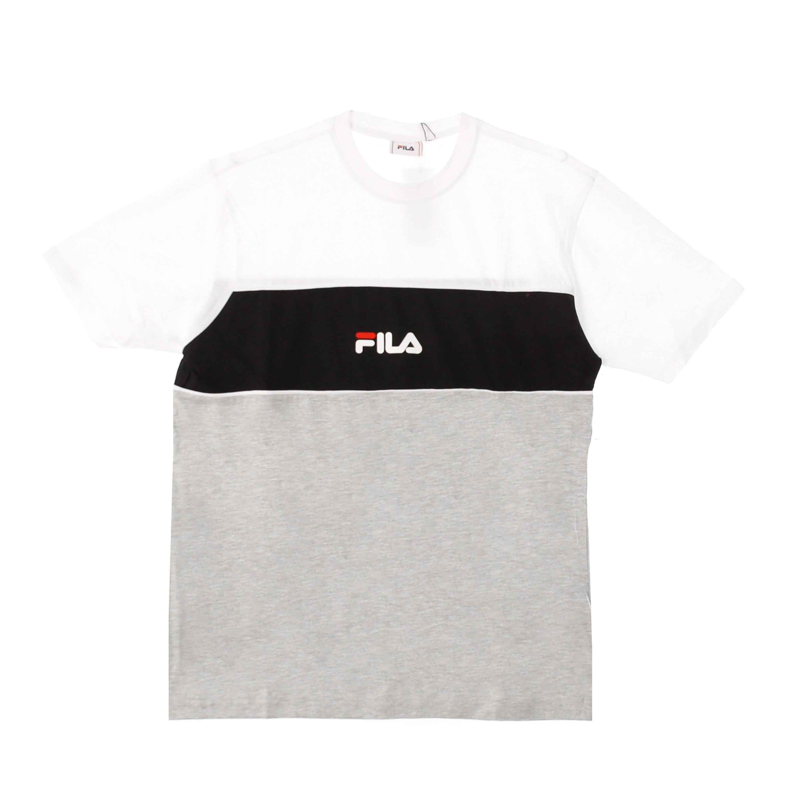 Fila, Maglietta Uomo Anoki Blocked Tee, Light Grey Melange Bros/bright White/black