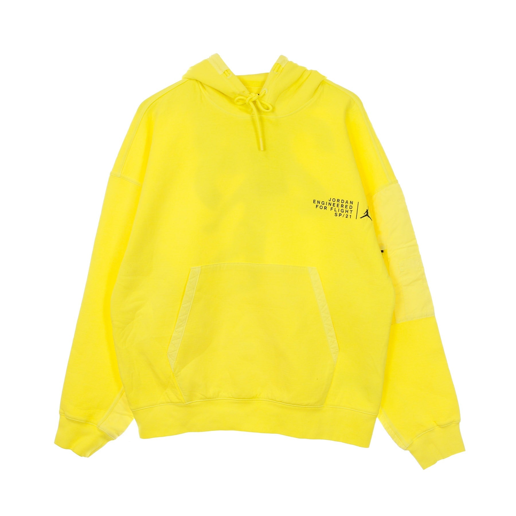 Jordan, Felpa Leggera Cappuccio Uomo M 23engineered Washed Fleece Pullover Hoodie, Opti Yellow/black