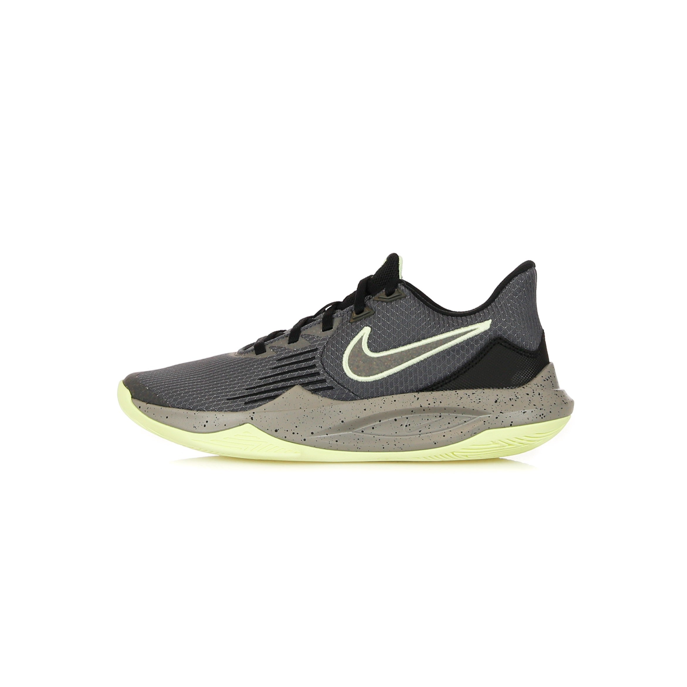 Nike Nba, Scarpa Bassa Uomo Precision V, Iron Grey/dust/black/barely Volt