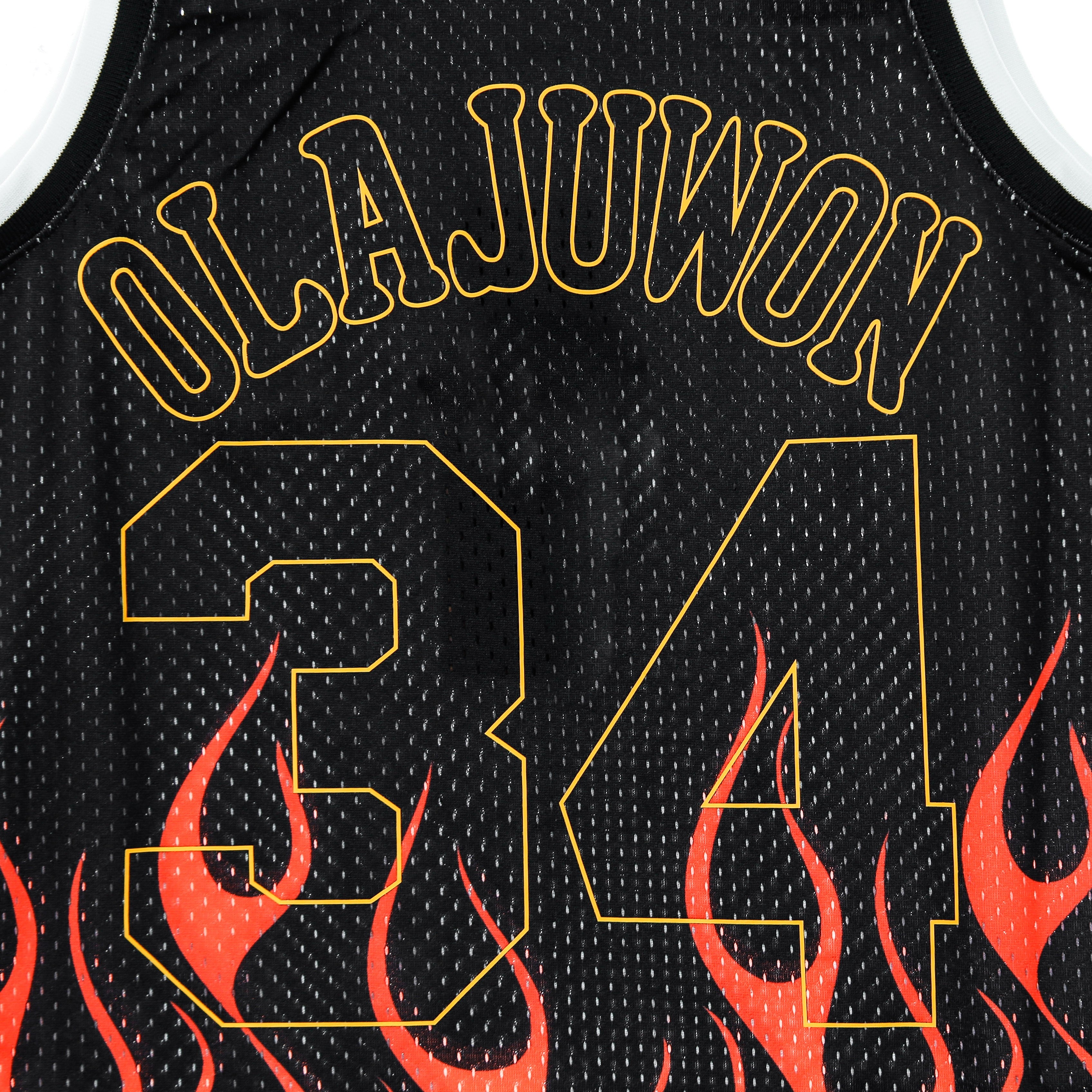 Mitchell & Ness, Canotta Basket Uomo Nba Swingman Jersey Flames Hardwood Classics N.34 Hakeem Olajuwon 1993-94 Houroc, Black/black/multi Color