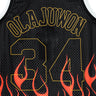 Mitchell & Ness, Canotta Basket Uomo Nba Swingman Jersey Flames Hardwood Classics N.34 Hakeem Olajuwon 1993-94 Houroc, Black/black/multi Color