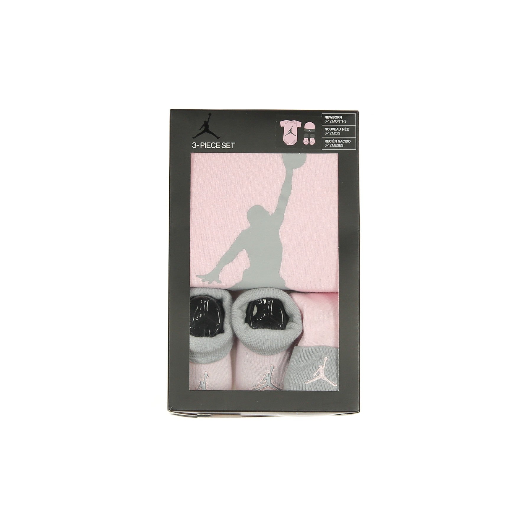 Set Body+cappellino+calze Neonato Jumpman Crepper Set Pink/carbon Heather