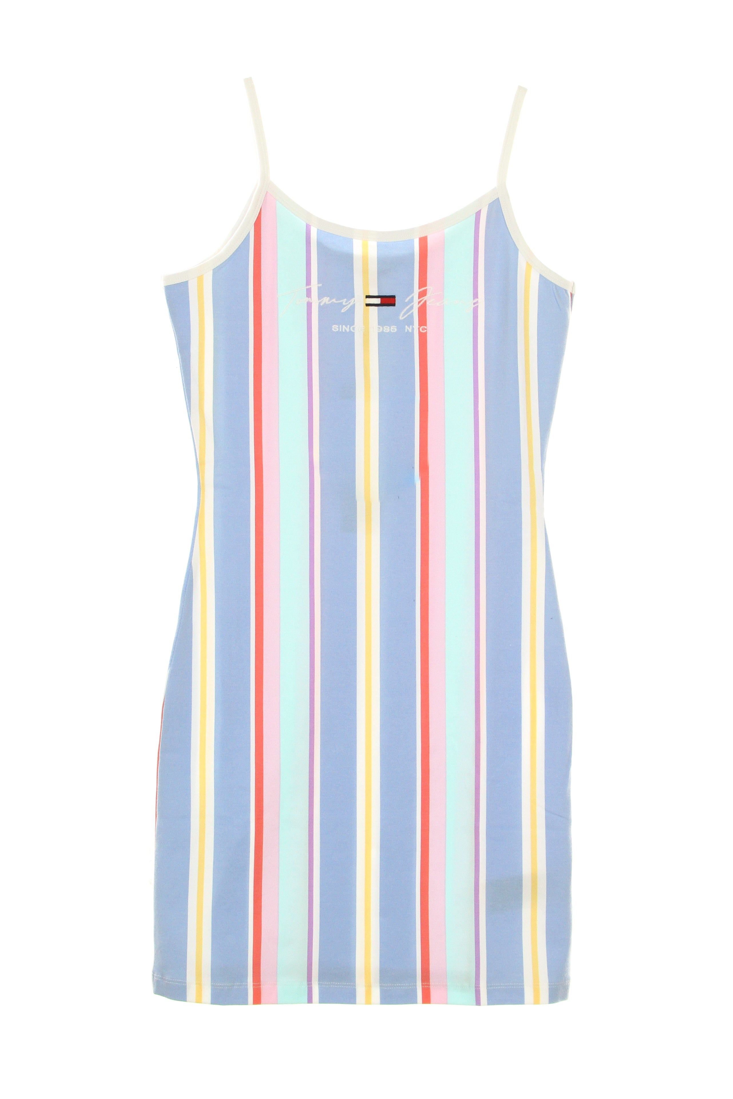 Tommy Hilfiger, Vestito Donna Stripe Strap Dress, Light Powdery Blue/stripe