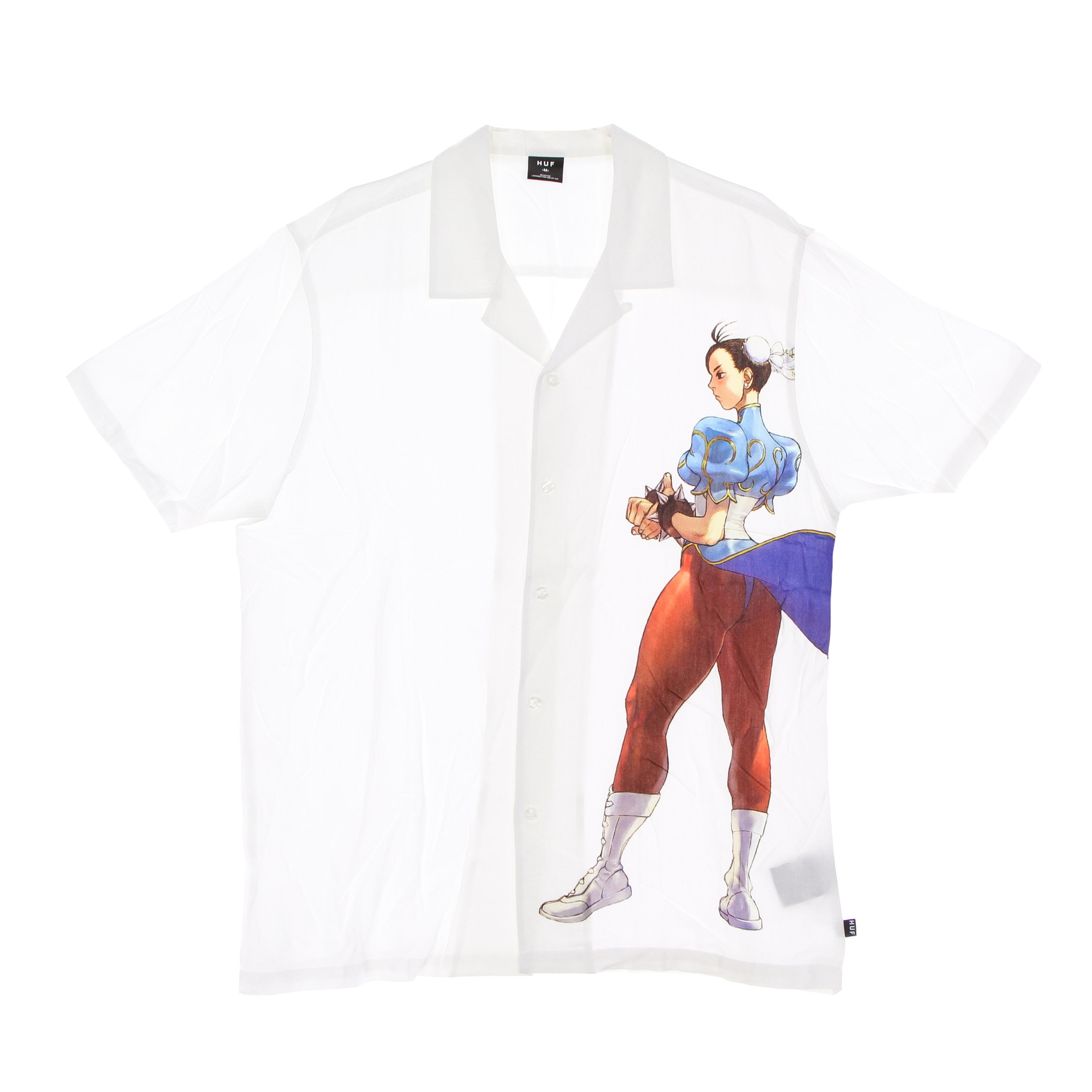 Huf, Camicia Manica Corta Uomo Chun Li Resort Shirt X Street Fighter, White