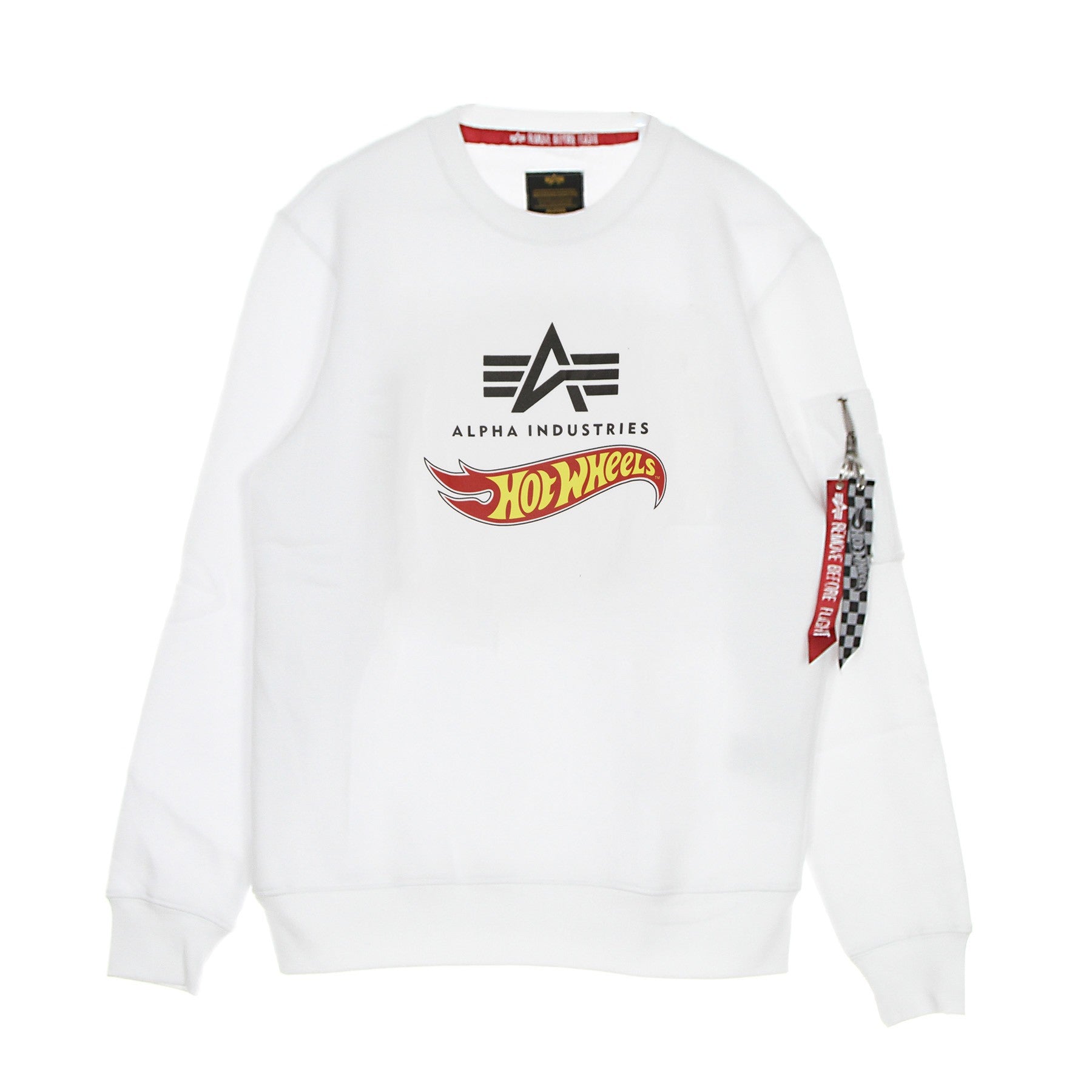 Hot Wheels Flag Sweater White Men's Crewneck Sweatshirt