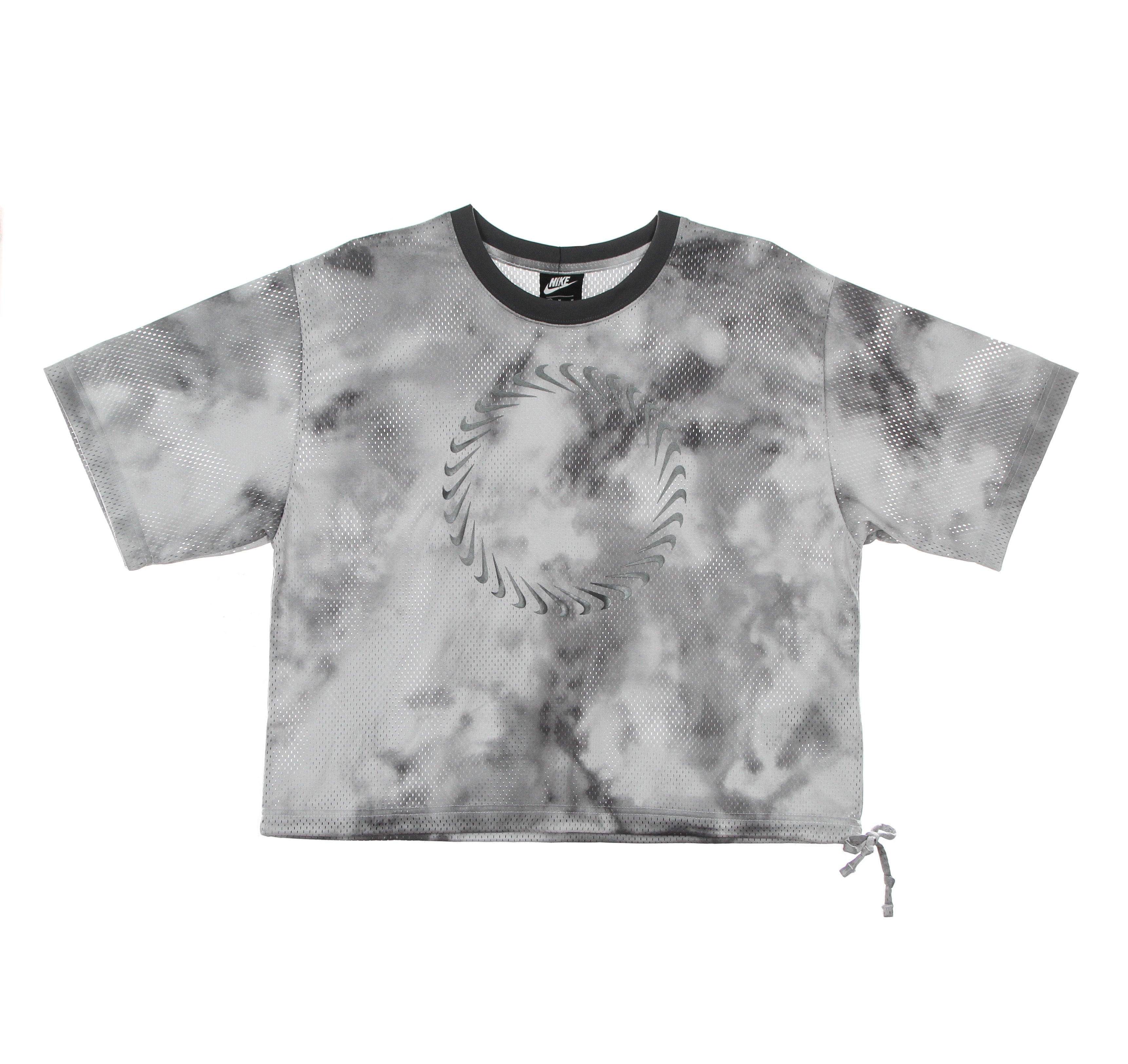 Nike, Maglietta Donna W Sportswear Icon Clash Ss Top Mesh Allover Print, Smoke Grey/iron Grey/iron Grey