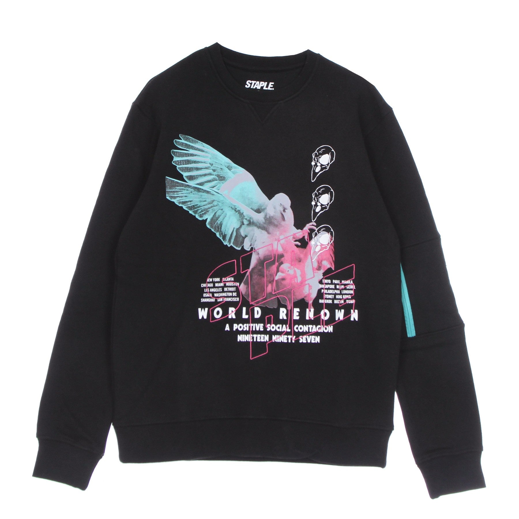 Staple, Felpa Girocollo Uomo Stacked Photo Crewneck, Black