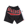 Mitchell & Ness, Pantaloncino Tipo Basket Uomo Nba Big Face Blown Out Fashion Short Hardwood Classics Porbla, Black/original Team Colors