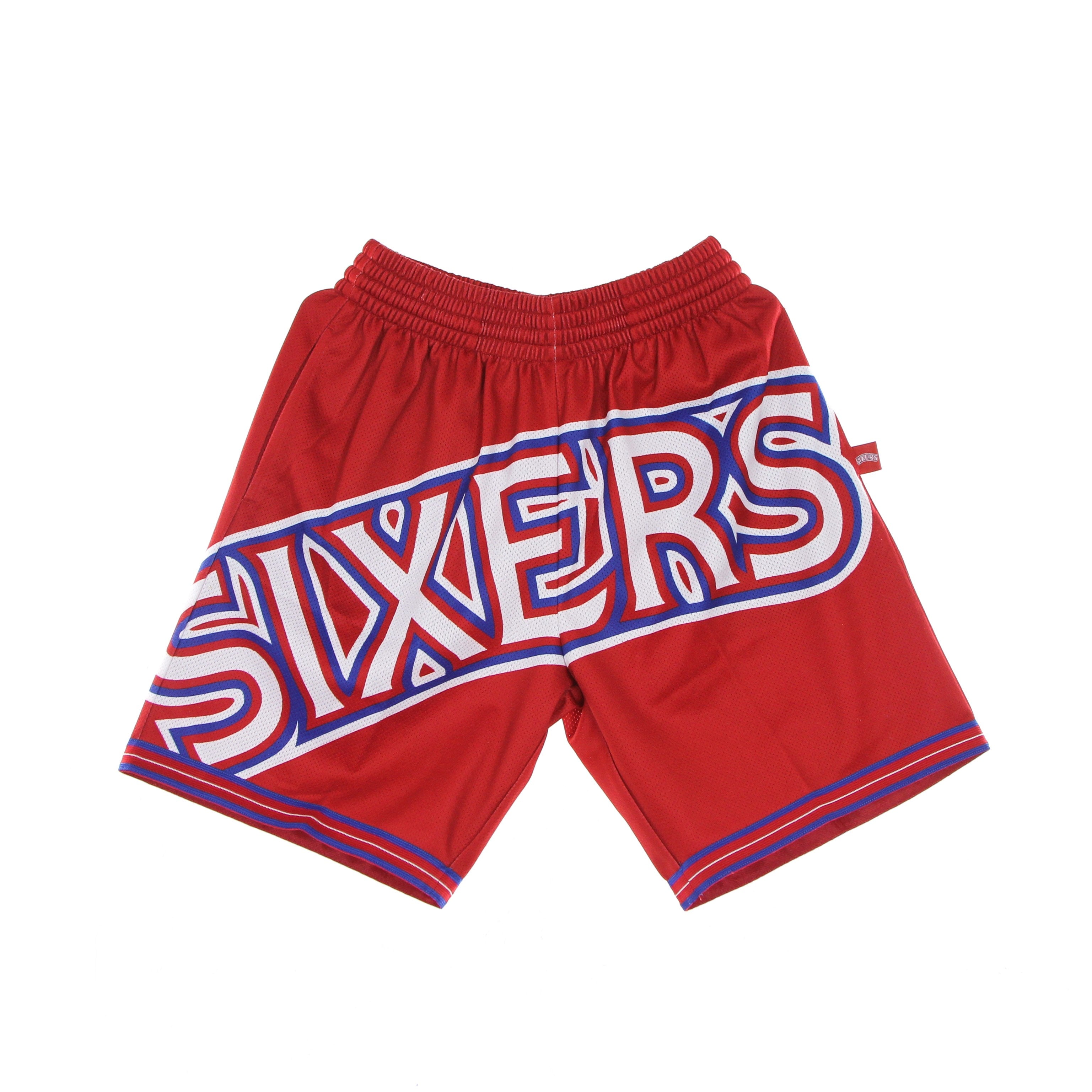 Mitchell & Ness, Pantaloncino Tipo Basket Uomo Nba Big Face Blown Out Fashion Short Hardwood Classics Phi76e, Red/original Team Colors