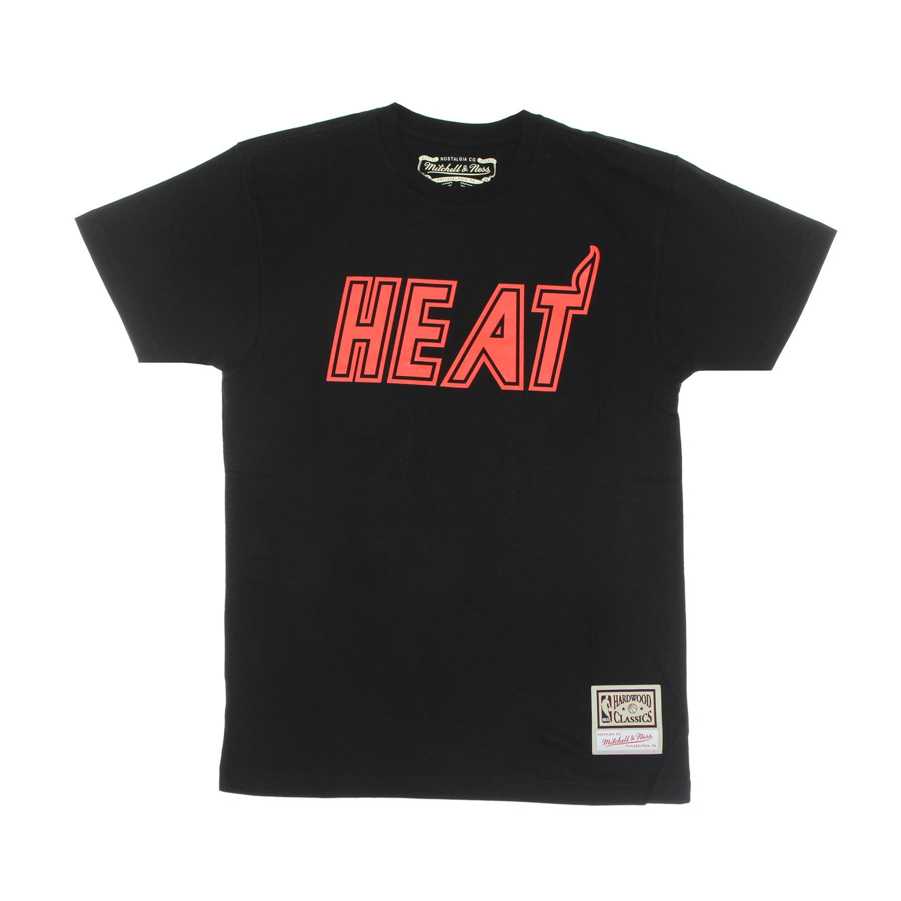 Mitchell & Ness, Maglietta Uomo Nba Neon Logo Tee Hardwood Classics Miahea, Black/red