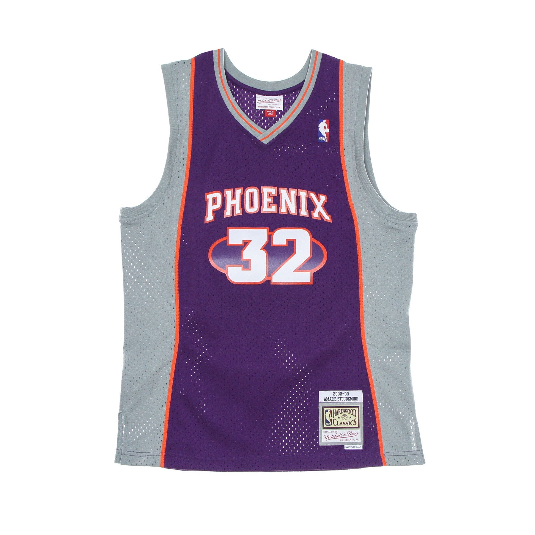 Mitchell & Ness, Canotta Basket Uomo Nba Swingman Jersey Hardwood Classics No 32 Amar'e Stoudemire 2002-03 Phosun, Purple/original Team Colors