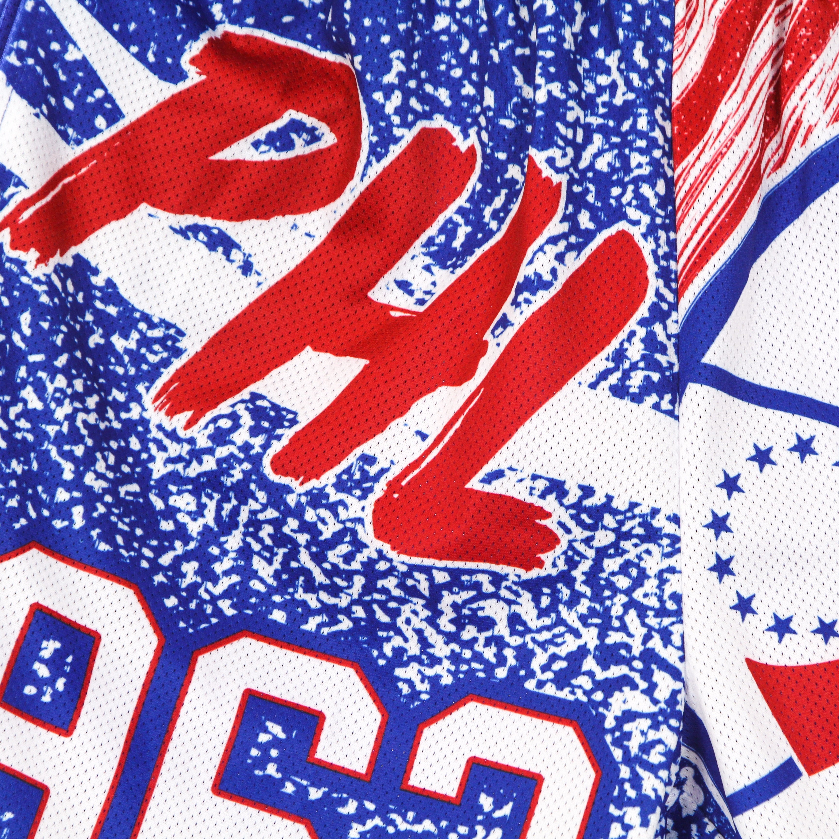 Mitchell & Ness, Pantaloncino Tipo Basket Uomo Nba Jumbotron Sublimated Mesh Shorts Hardwood Classics Phi76e, Royal/original Team Colors