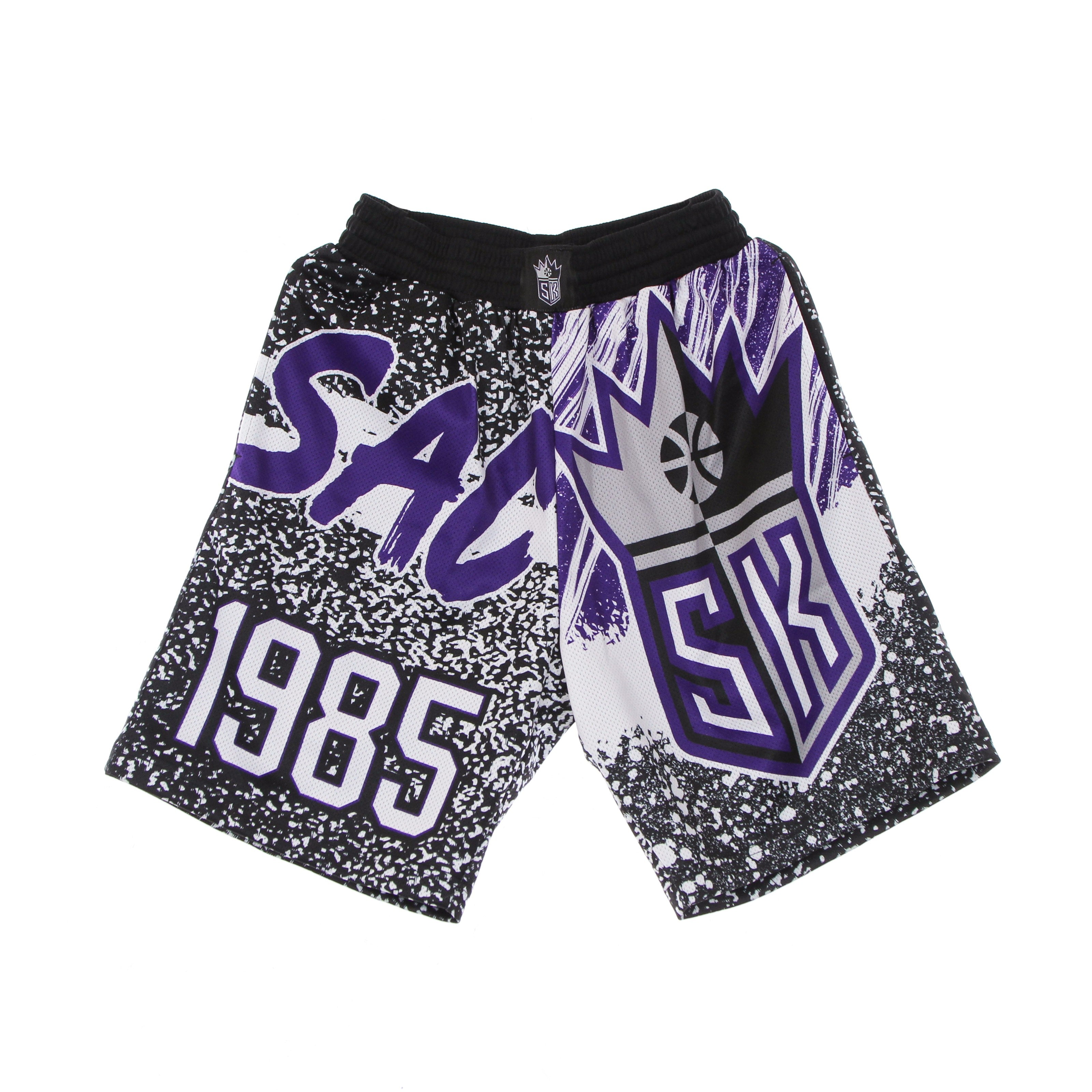 Mitchell & Ness, Pantaloncino Tipo Basket Uomo Nba Jumbotron Sublimated Mesh Shorts Hardwood Classics Sackin, Black/original Team Colors