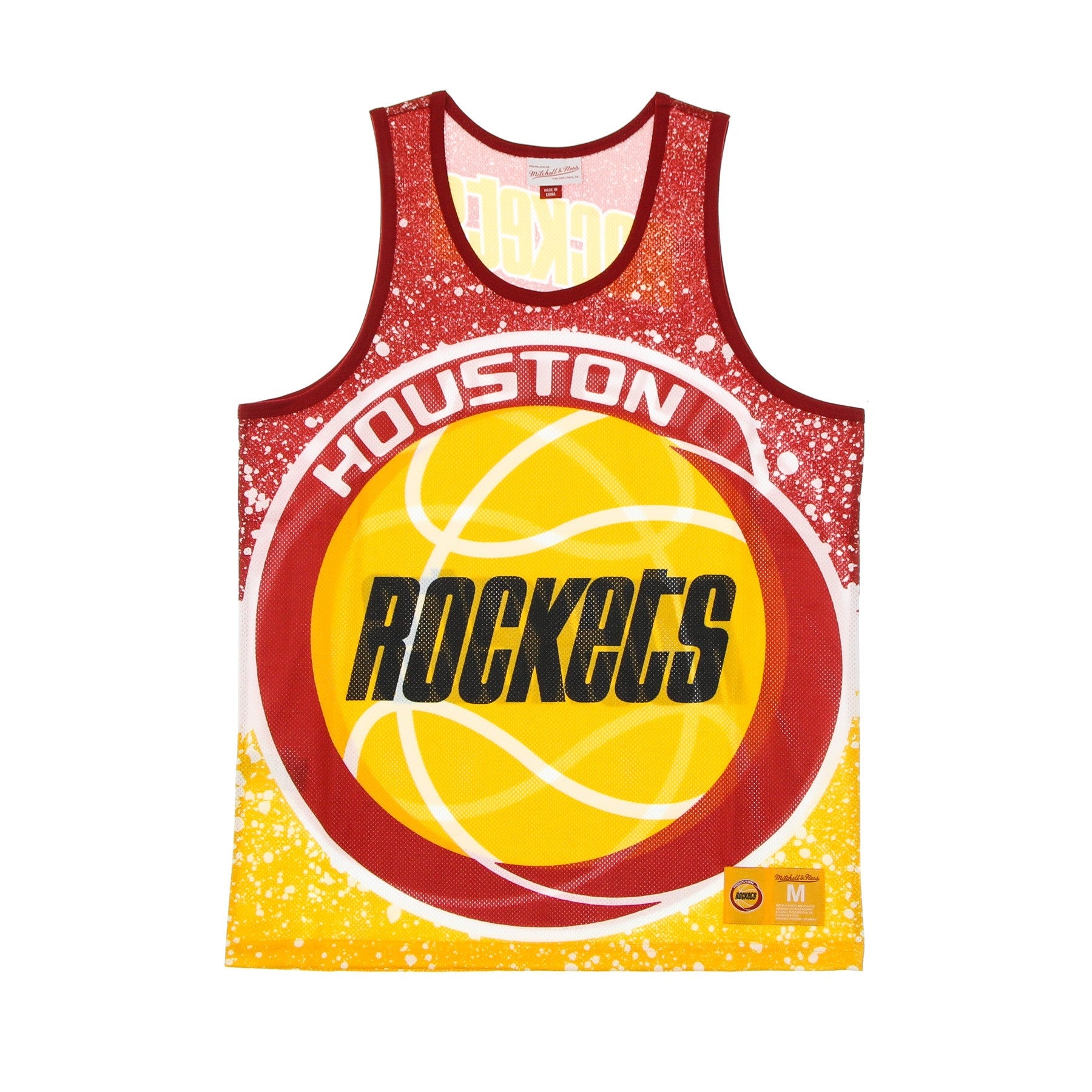 Mitchell & Ness, Canotta Tipo Basket Uomo Nba Jumbotron Sublimated Mesh Tank Hardwood Classics Houroc, Light Gold/original Team Colors
