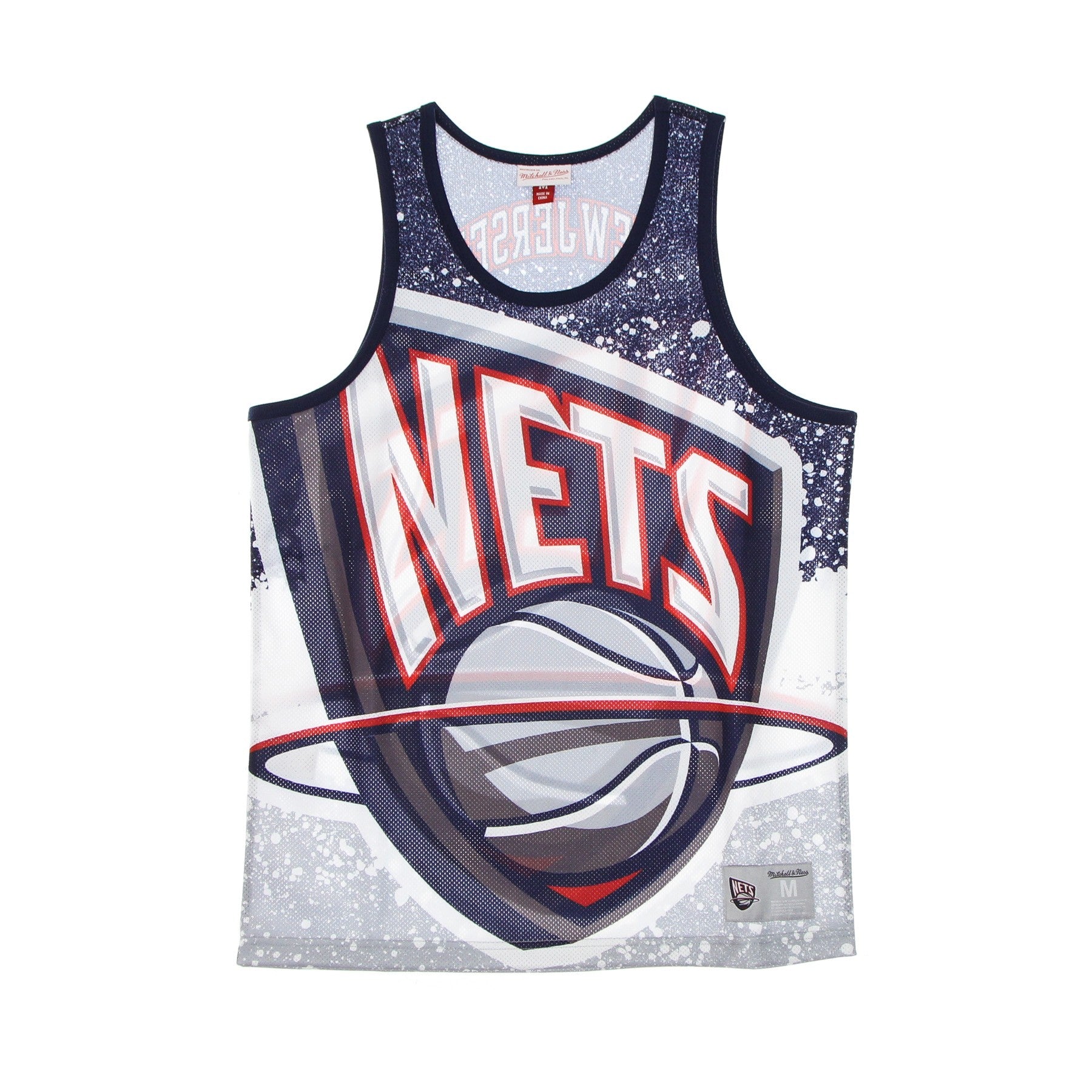 Mitchell & Ness, Canotta Tipo Basket Uomo Nba Jumbotron Sublimated Mesh Tank Hardwood Classics Nejnet, Grey/original Team Colors