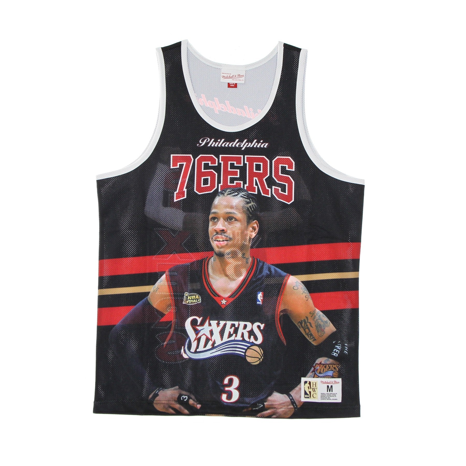 Mitchell & Ness, Canotta Tipo Basket Uomo Nba Behind The Back Tank Allen Iverson Hardwood Classics Phi76e, Black