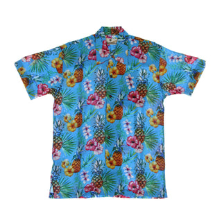 Karmakula, Camicia Manica Corta Uomo Hawaiian Shirt, Pineapple Tourquoise