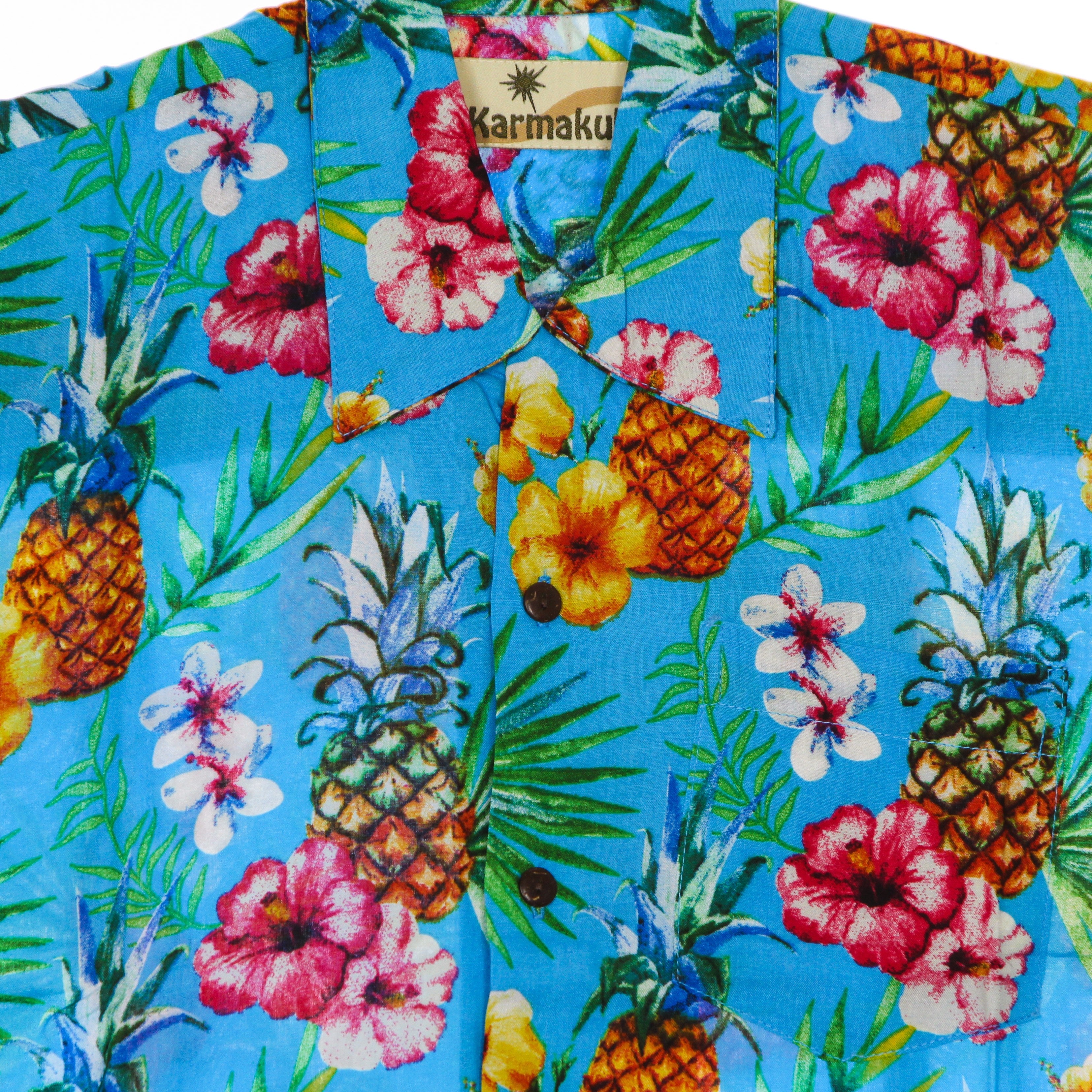 Karmakula, Camicia Manica Corta Uomo Hawaiian Shirt, 