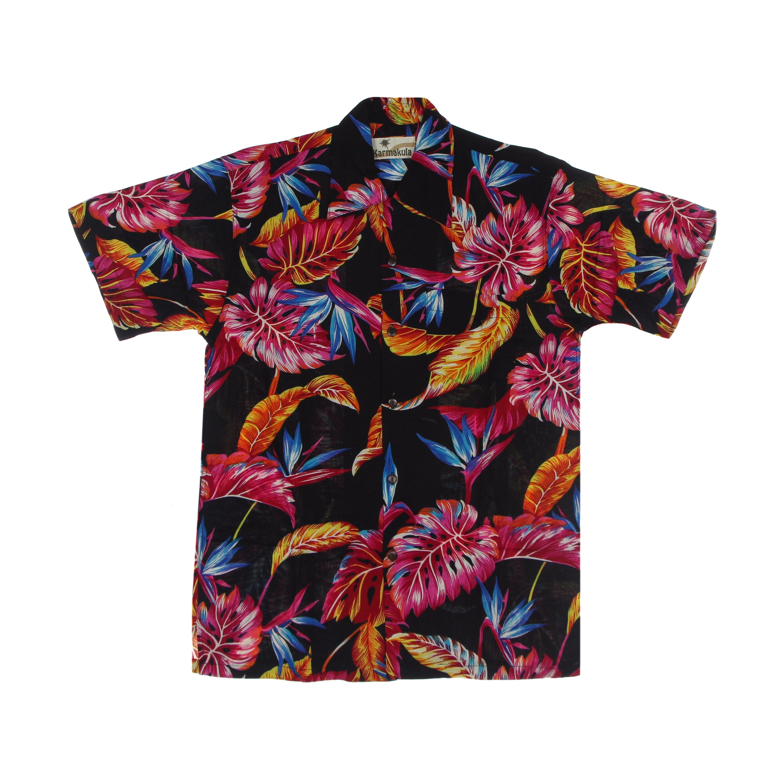 Camicia Manica Corta Uomo Hawaiian Shirt Nevada Pink Leaf